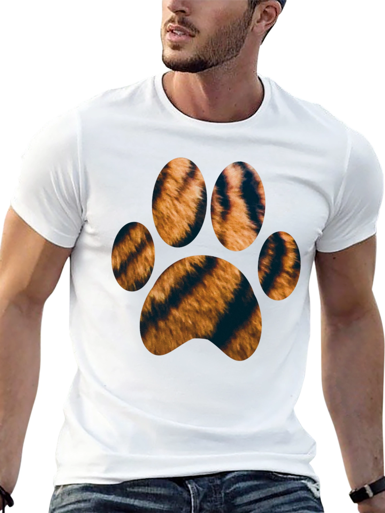Tiger Paw Print Black T-Shirt