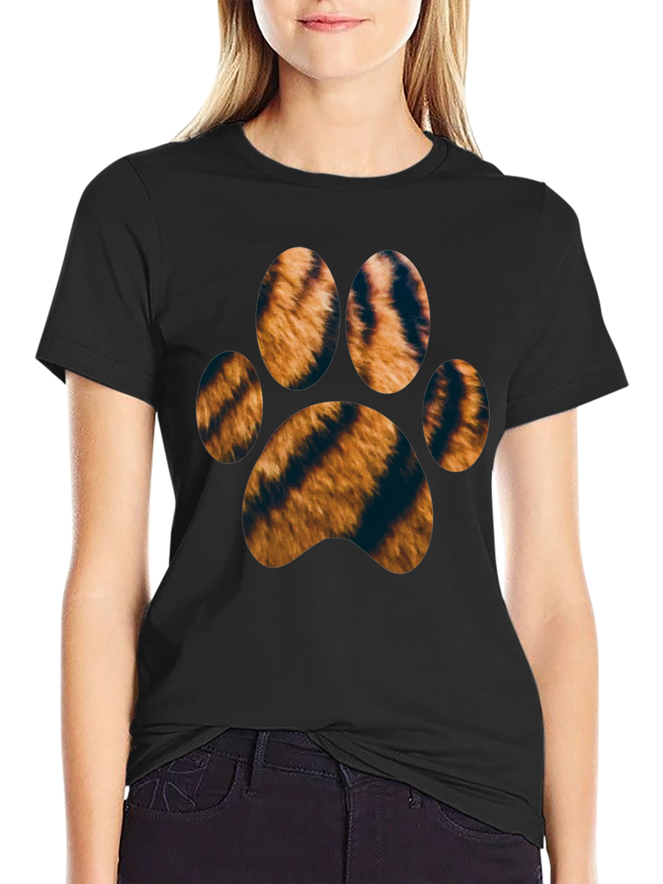 Tiger Paw Print Black T-Shirt
