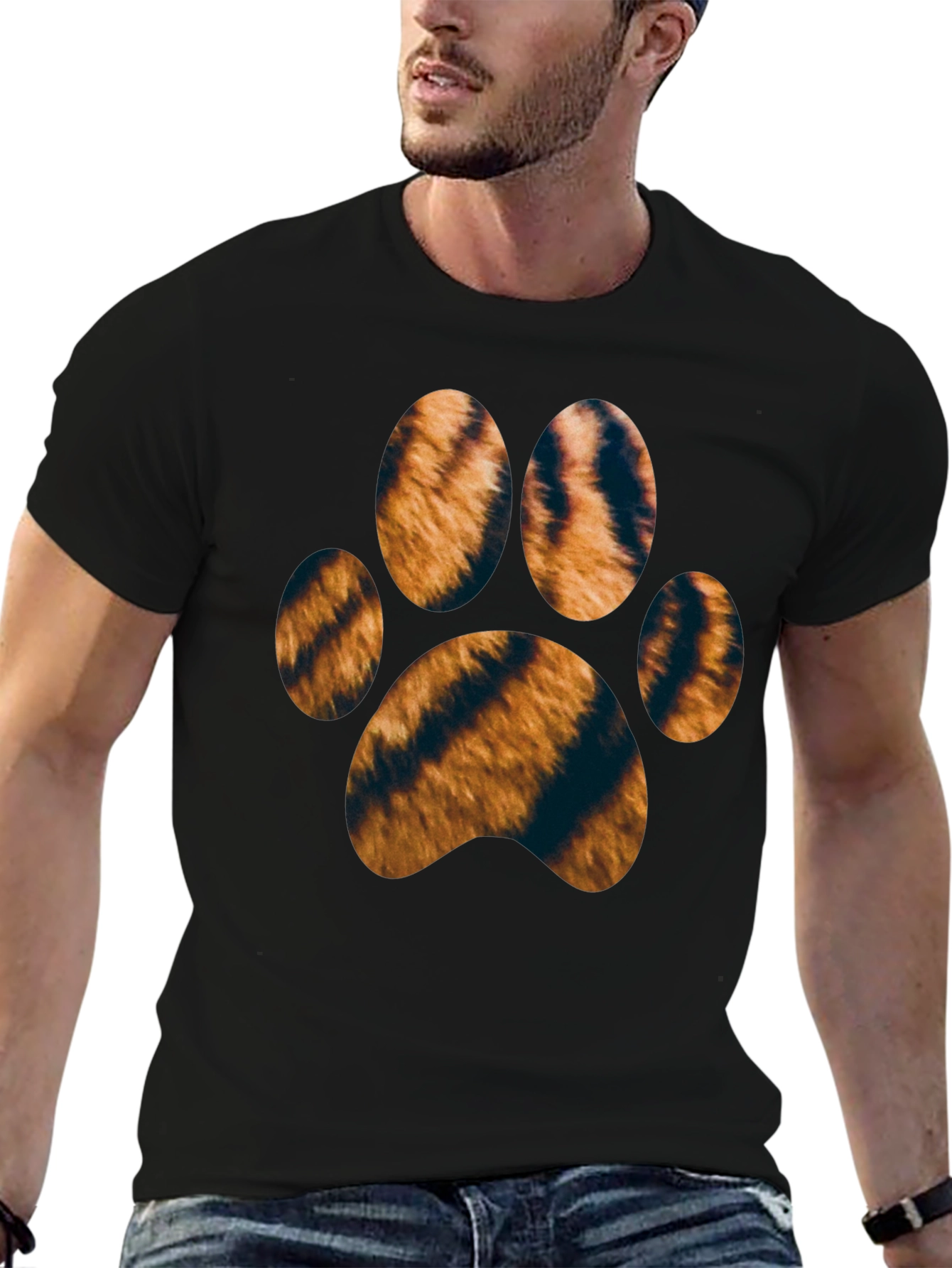 Tiger Paw Print Black T-Shirt