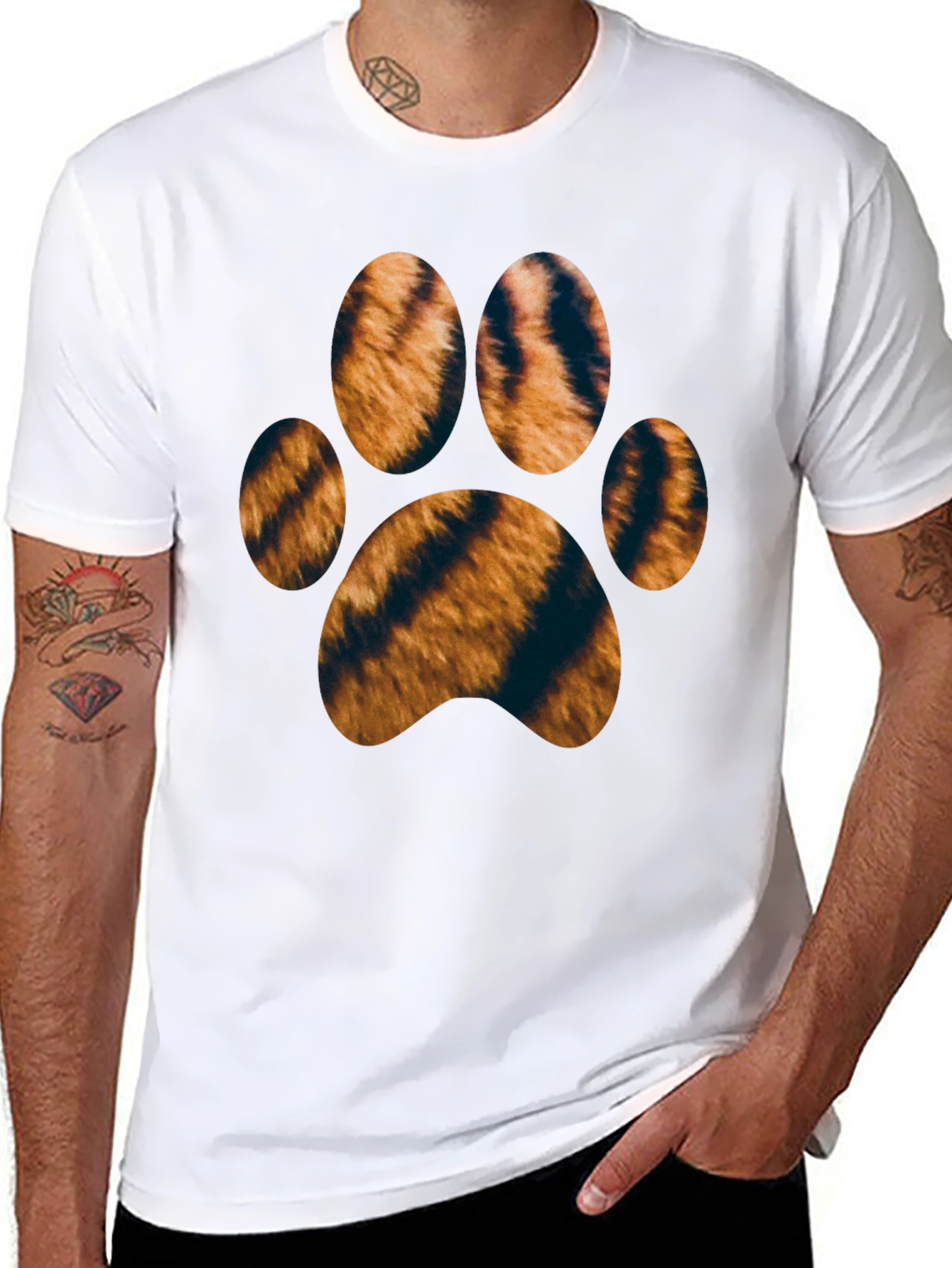 Tiger Paw Print Black T-Shirt