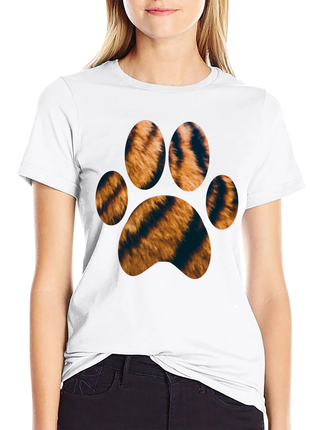 Tiger Paw Print Black T-Shirt