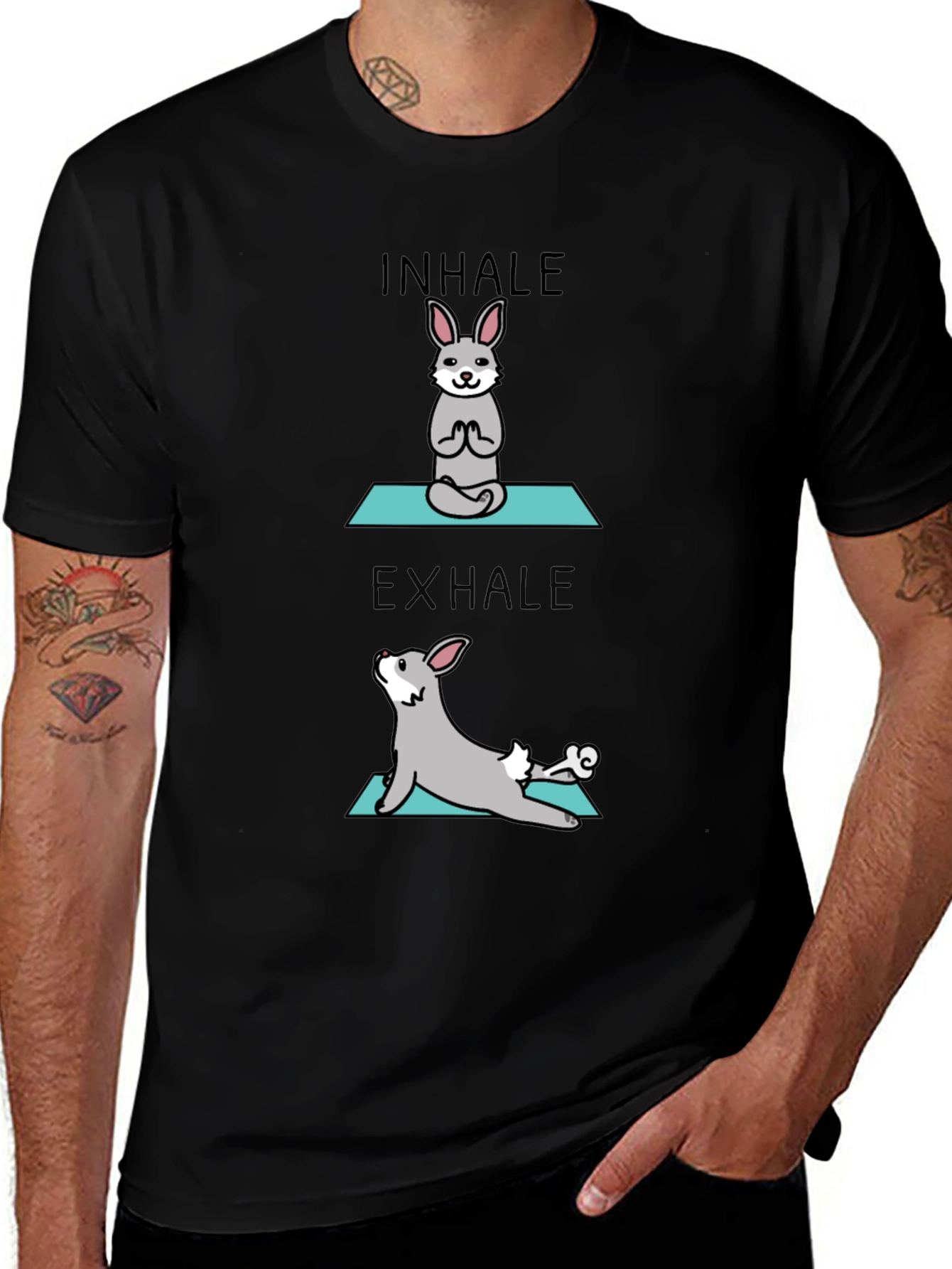 Inhale Exhale Yoga Bunny Black T-Shirt