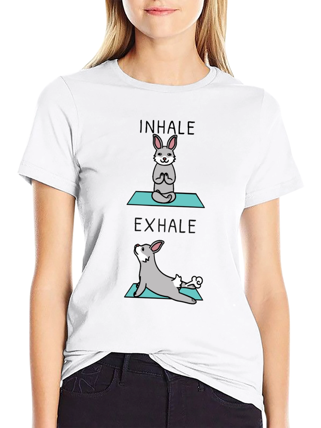 Inhale Exhale Yoga Bunny Black T-Shirt