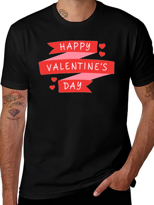 Happy Valentines Day Graphic Tee - Black