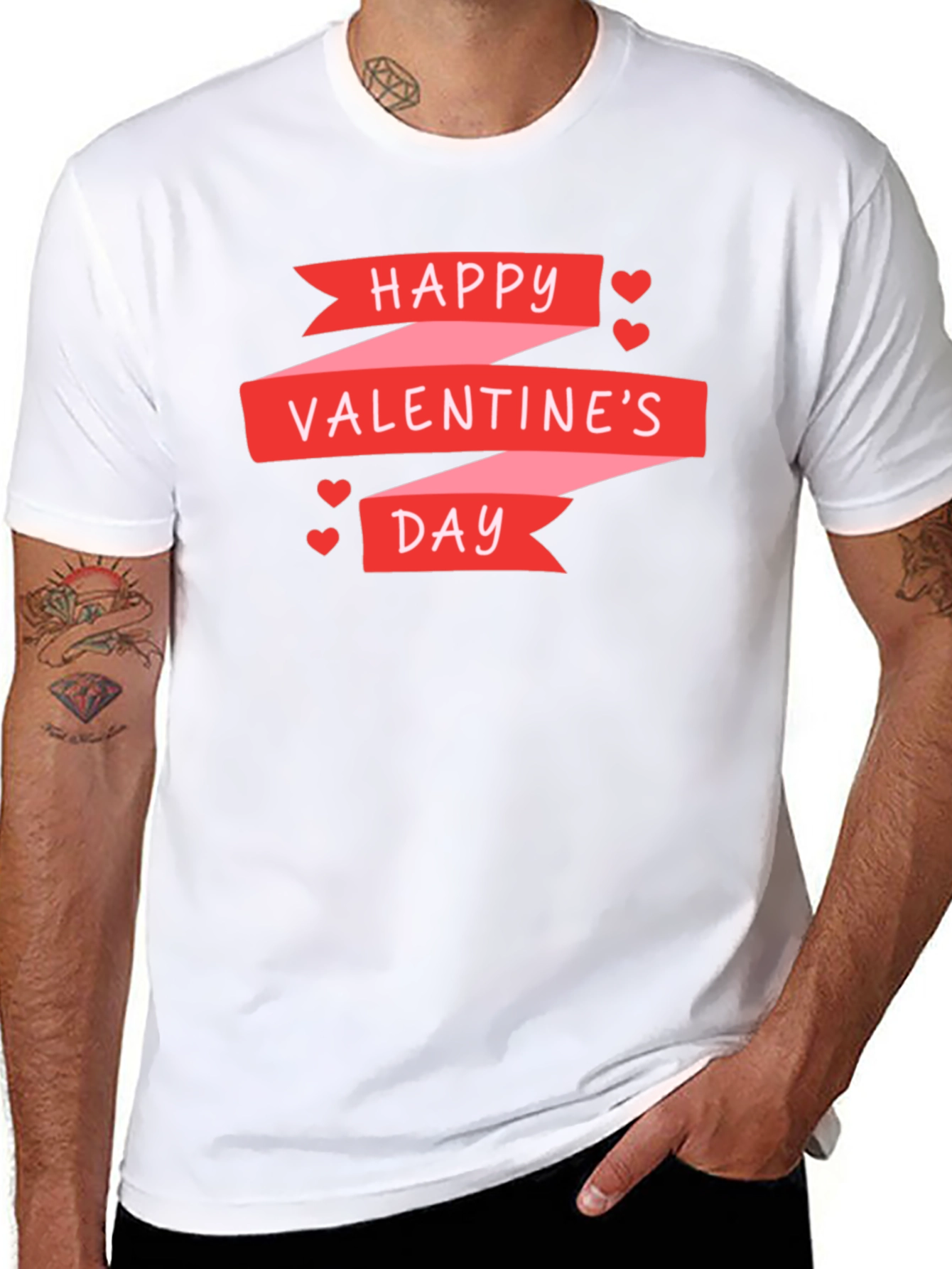 Happy Valentines Day Graphic Tee - Black