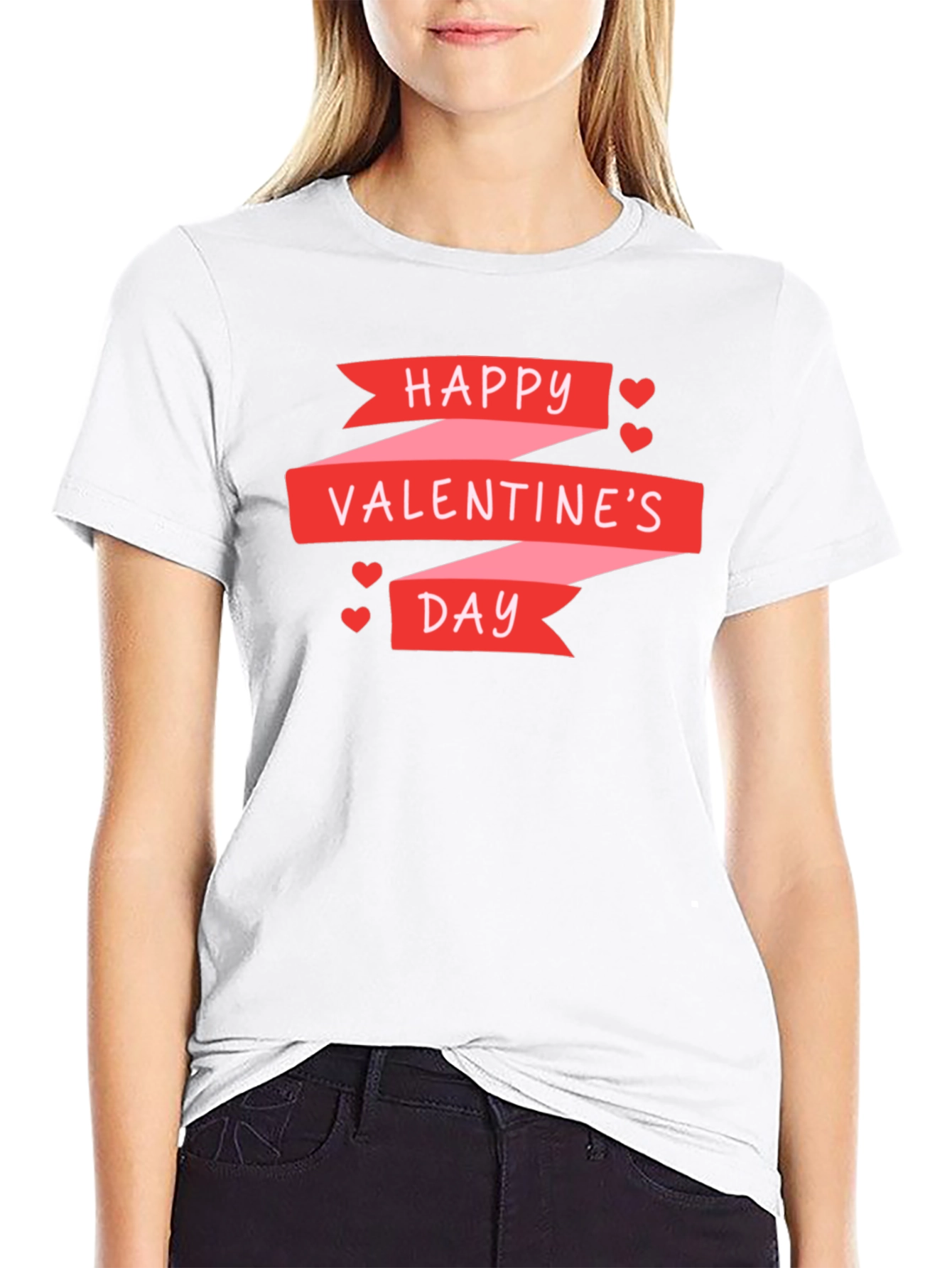 Happy Valentines Day Graphic Tee - Black