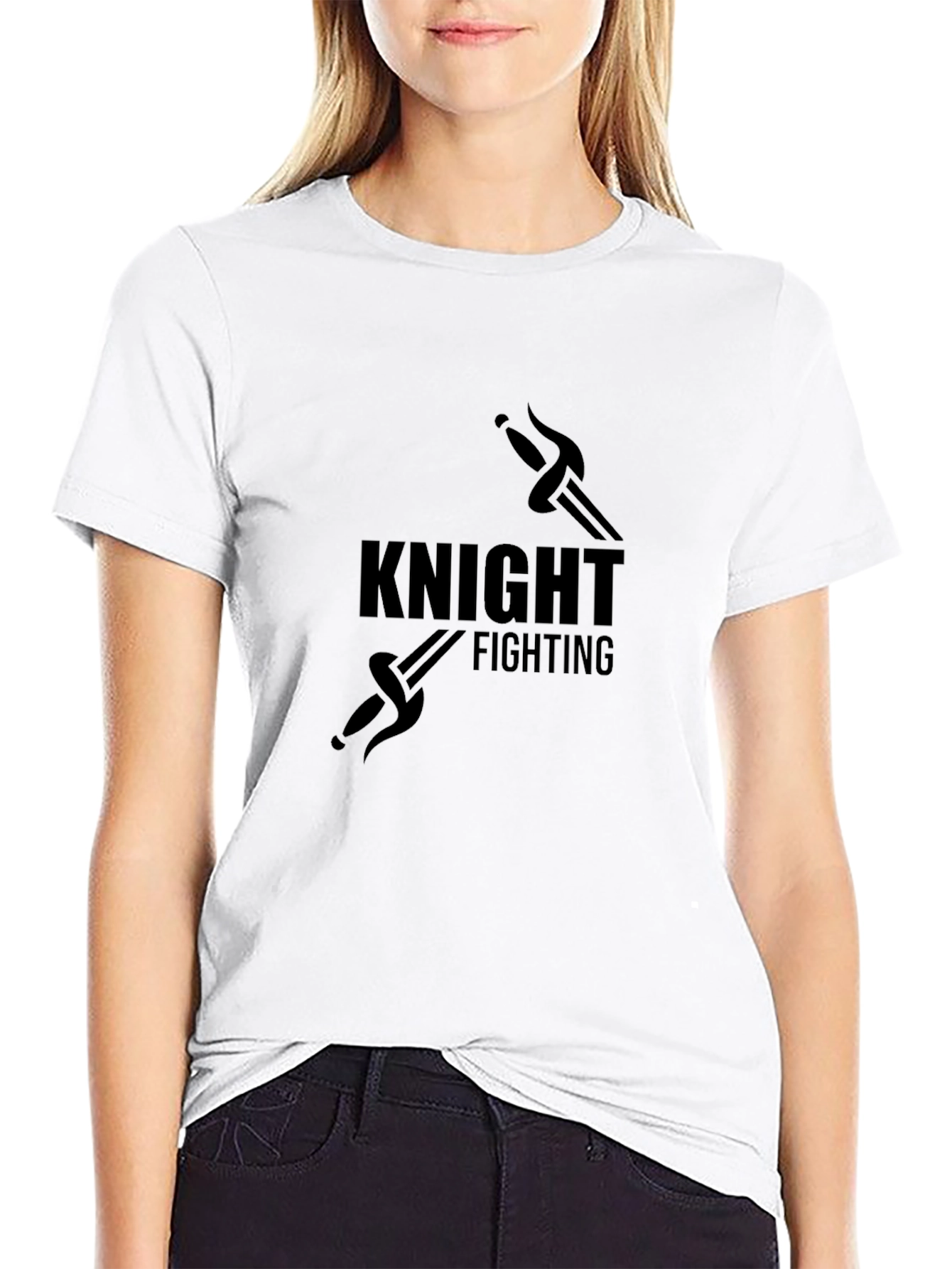 Knight Fighting Graphic T-Shirt - Black