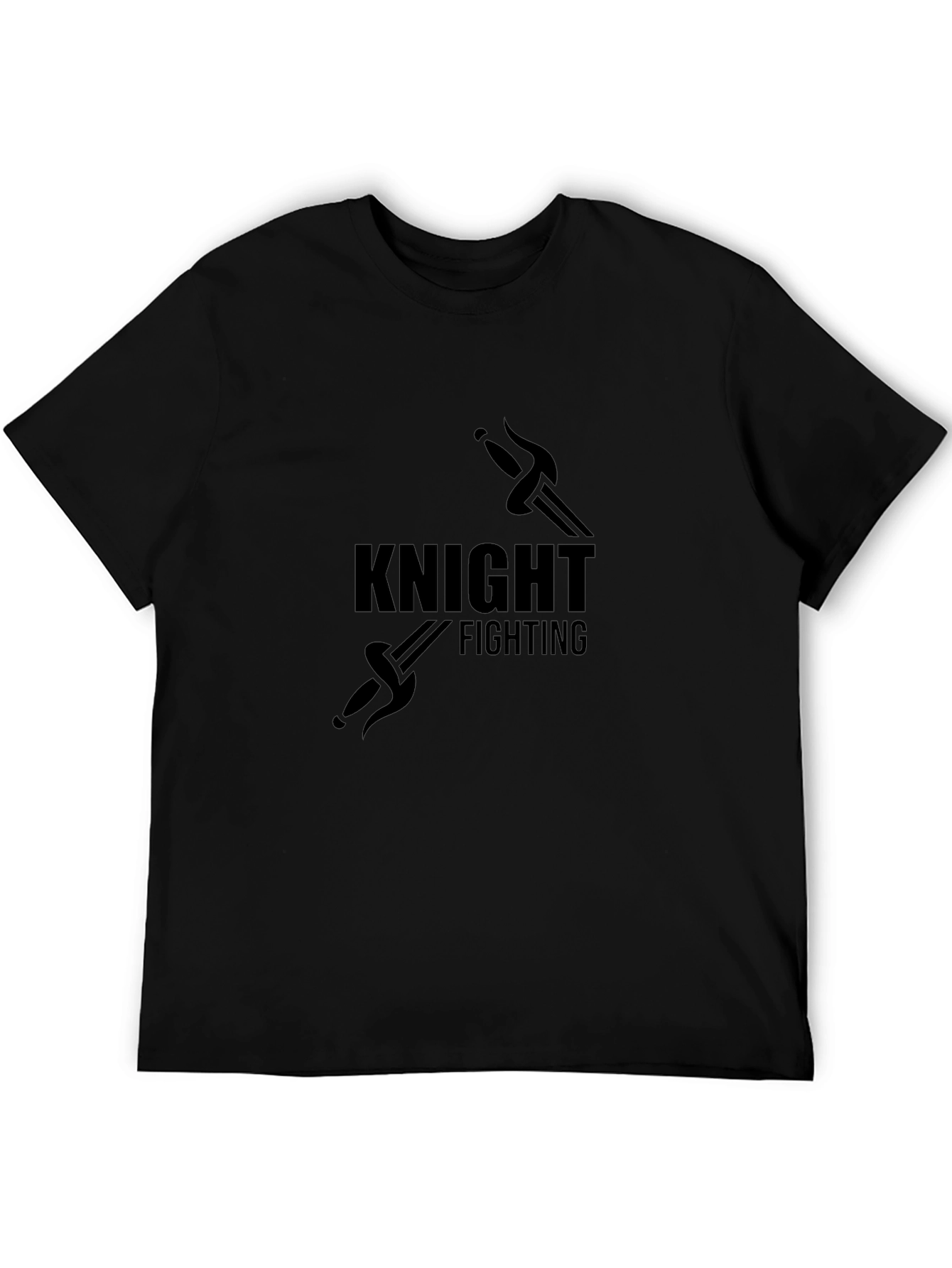 Knight Fighting Graphic T-Shirt - Black