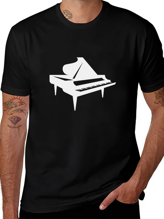 Piano T-Shirt - Black Graphic Tee for Music Lovers