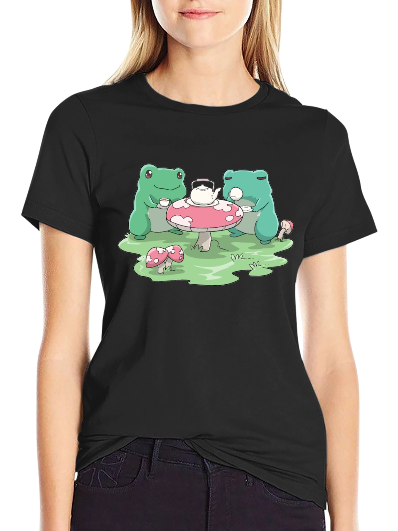 Frog Tea Party Graphic Tee - Cute Toad T-Shirt