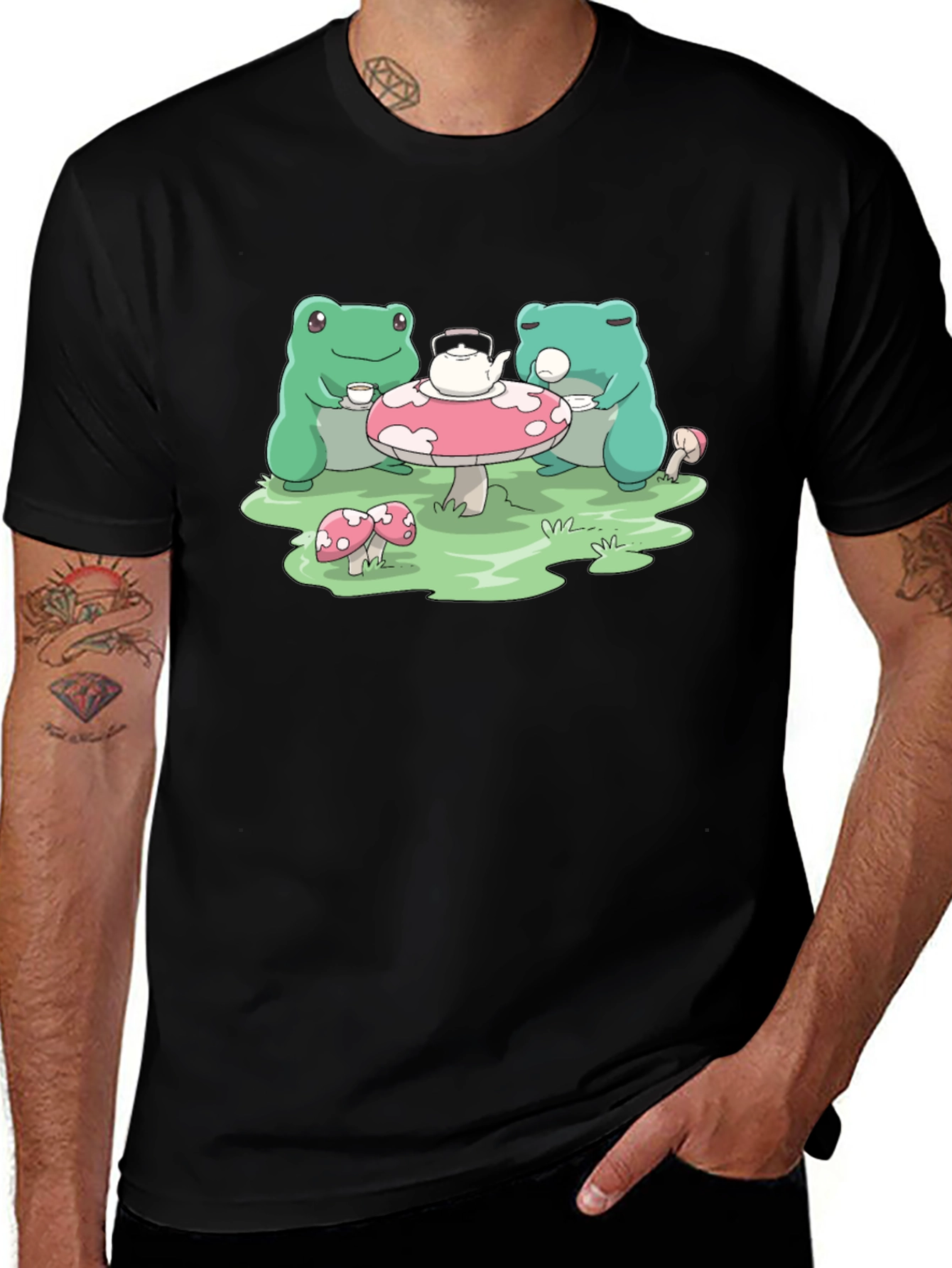 Frog Tea Party Graphic Tee - Cute Toad T-Shirt