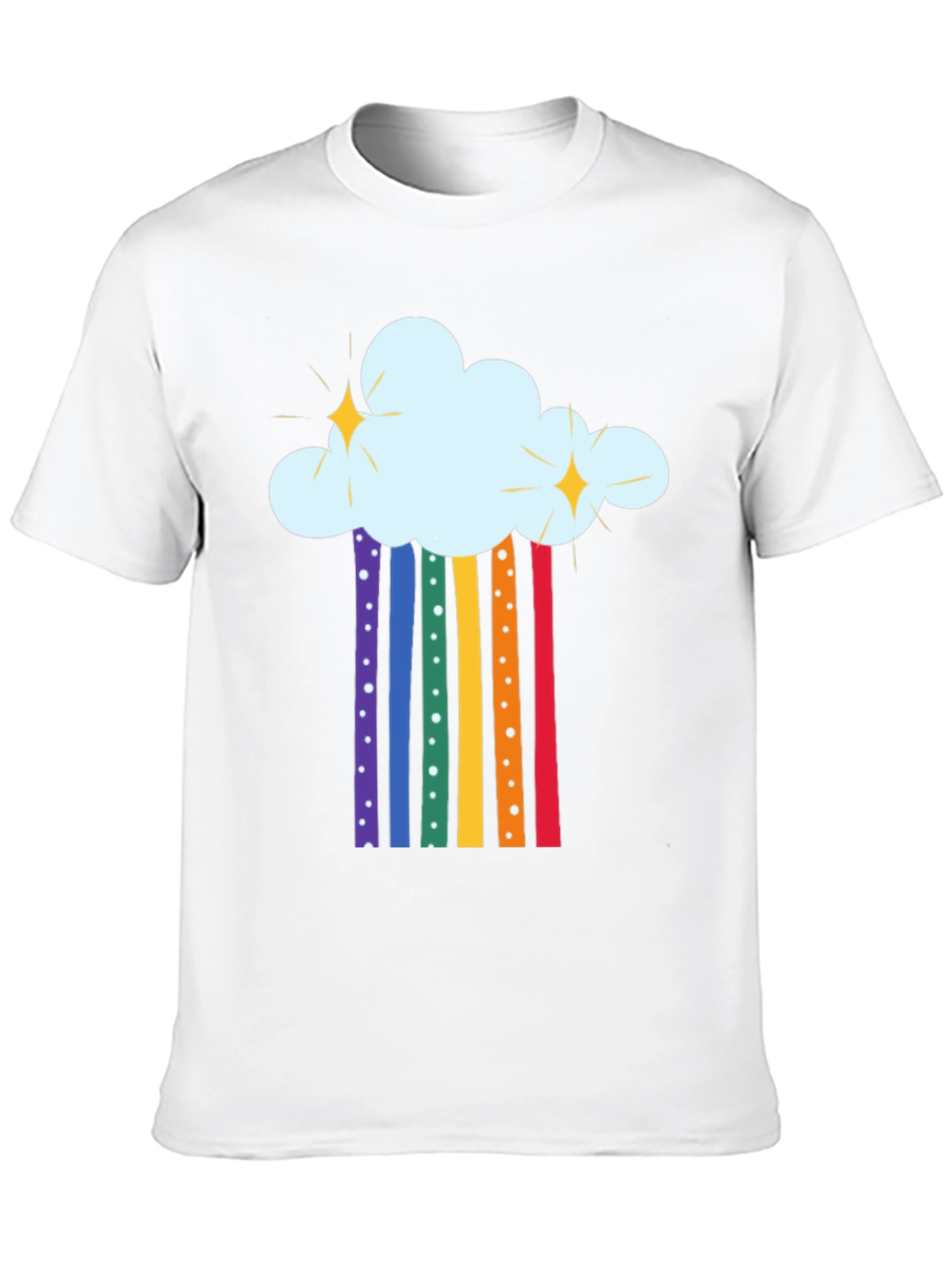 Rainbow Cloud Graphic Tee - Black Cotton T-Shirt