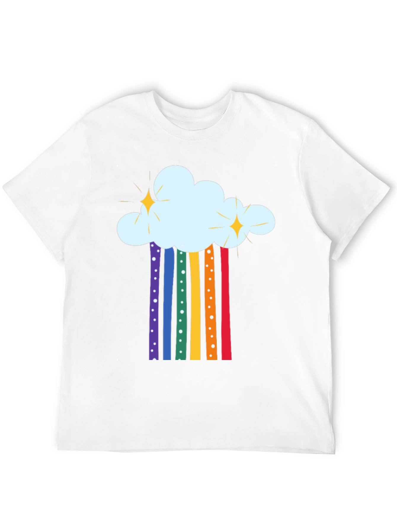 Rainbow Cloud Graphic Tee - Black Cotton T-Shirt