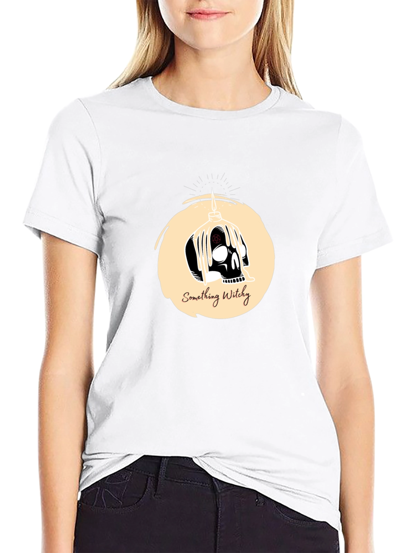 Something Witchy Skull Graphic Tee - Black