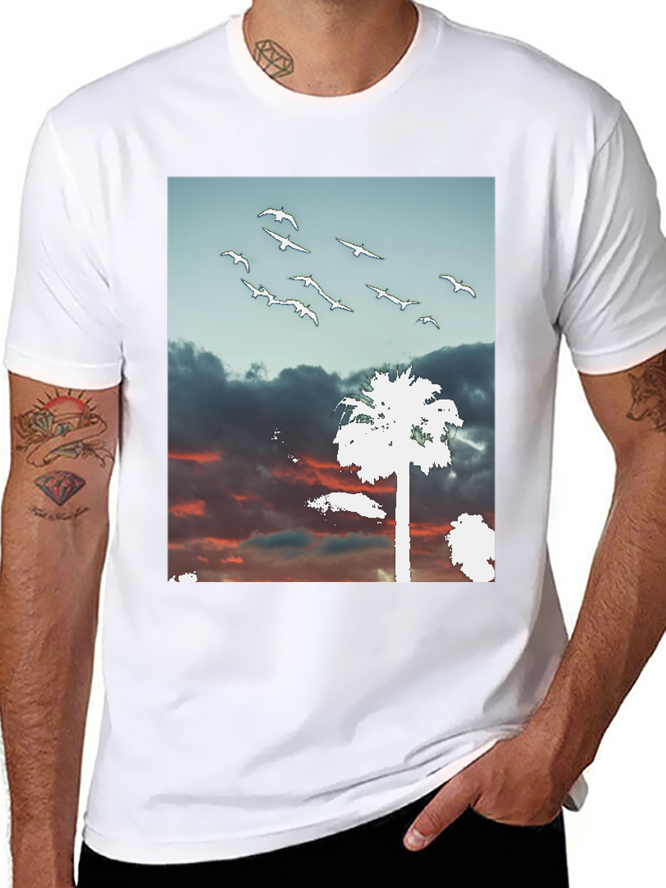 Sunset Palm Tree Graphic T-Shirt