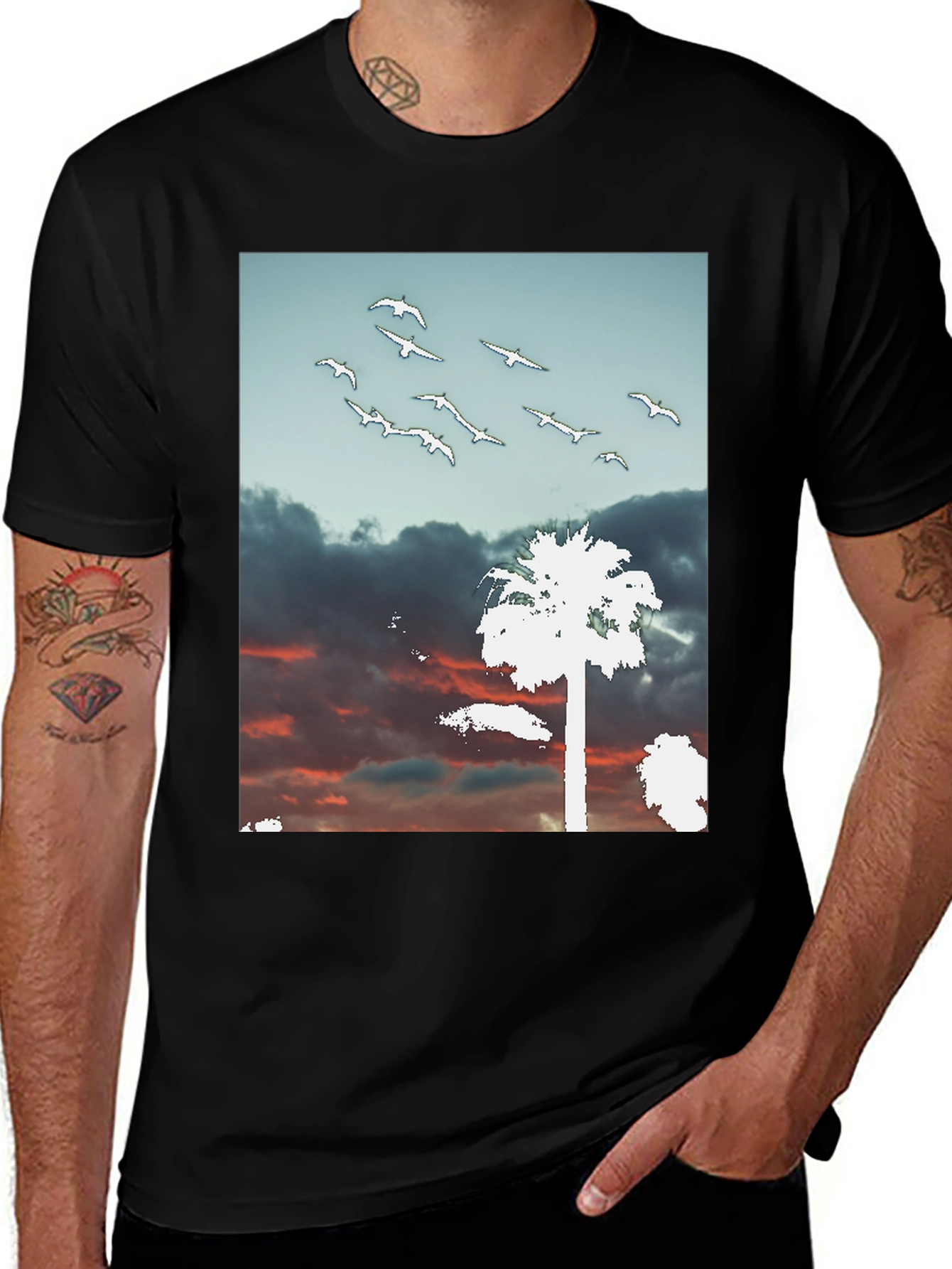 Sunset Palm Tree Graphic T-Shirt