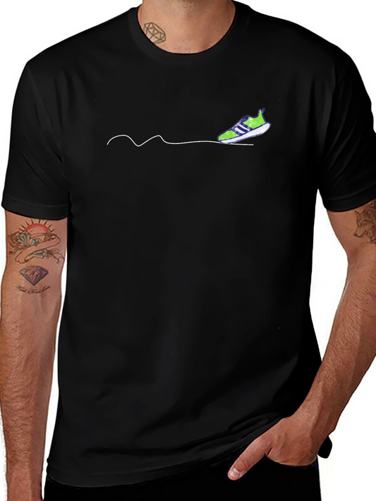 Cool Graphic Tee - Black with Running Shoe Design