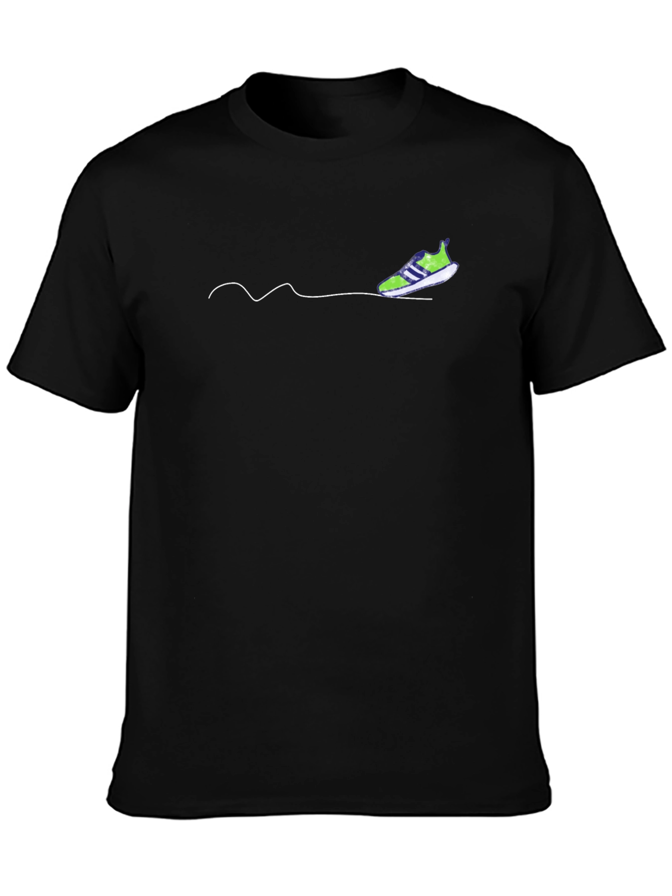 Cool Graphic Tee - Black with Running Shoe Design