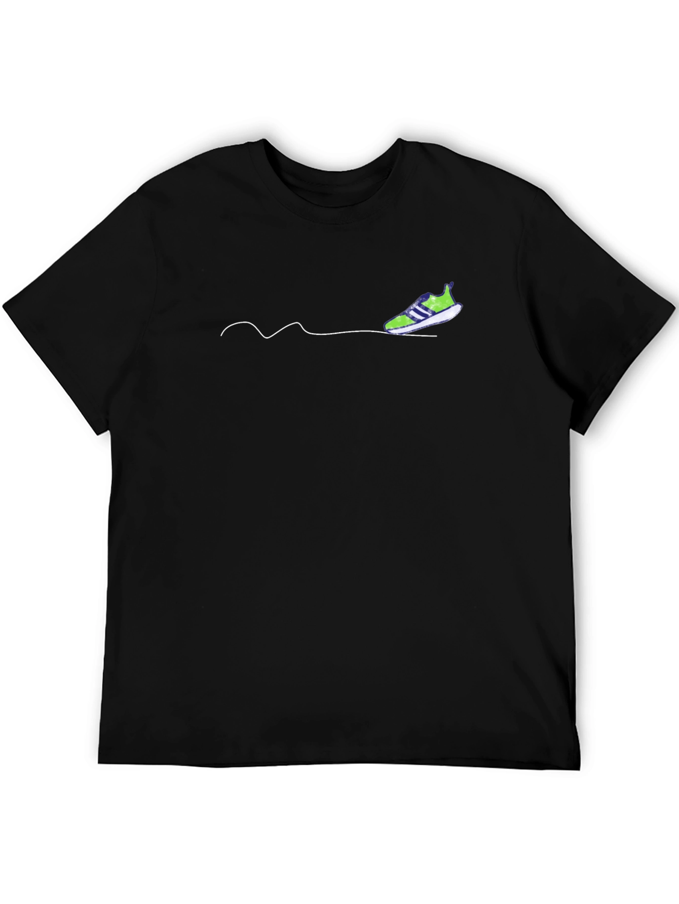 Cool Graphic Tee - Black with Running Shoe Design