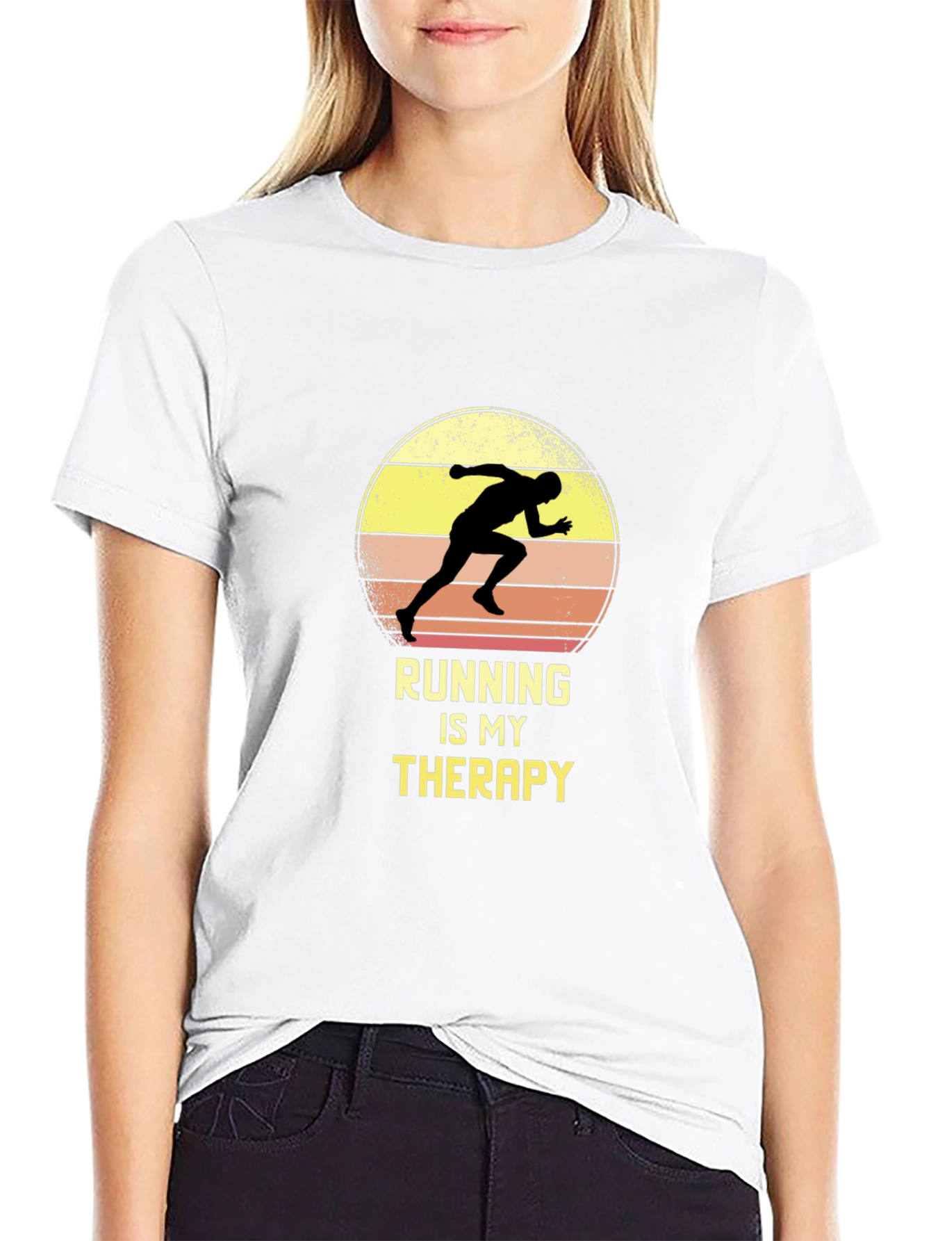 Running Is My Therapy T-Shirt - Black