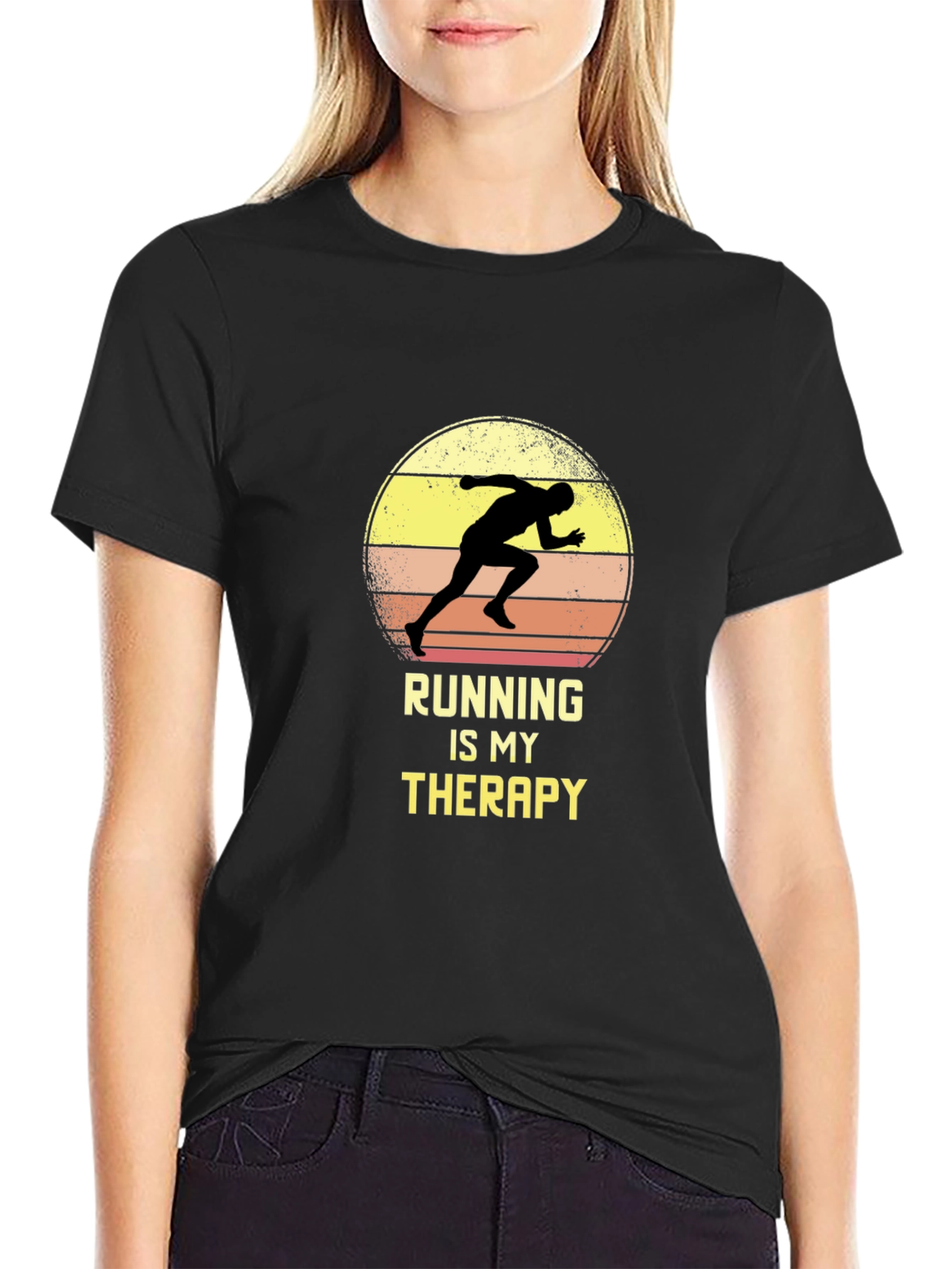 Running Is My Therapy T-Shirt - Black