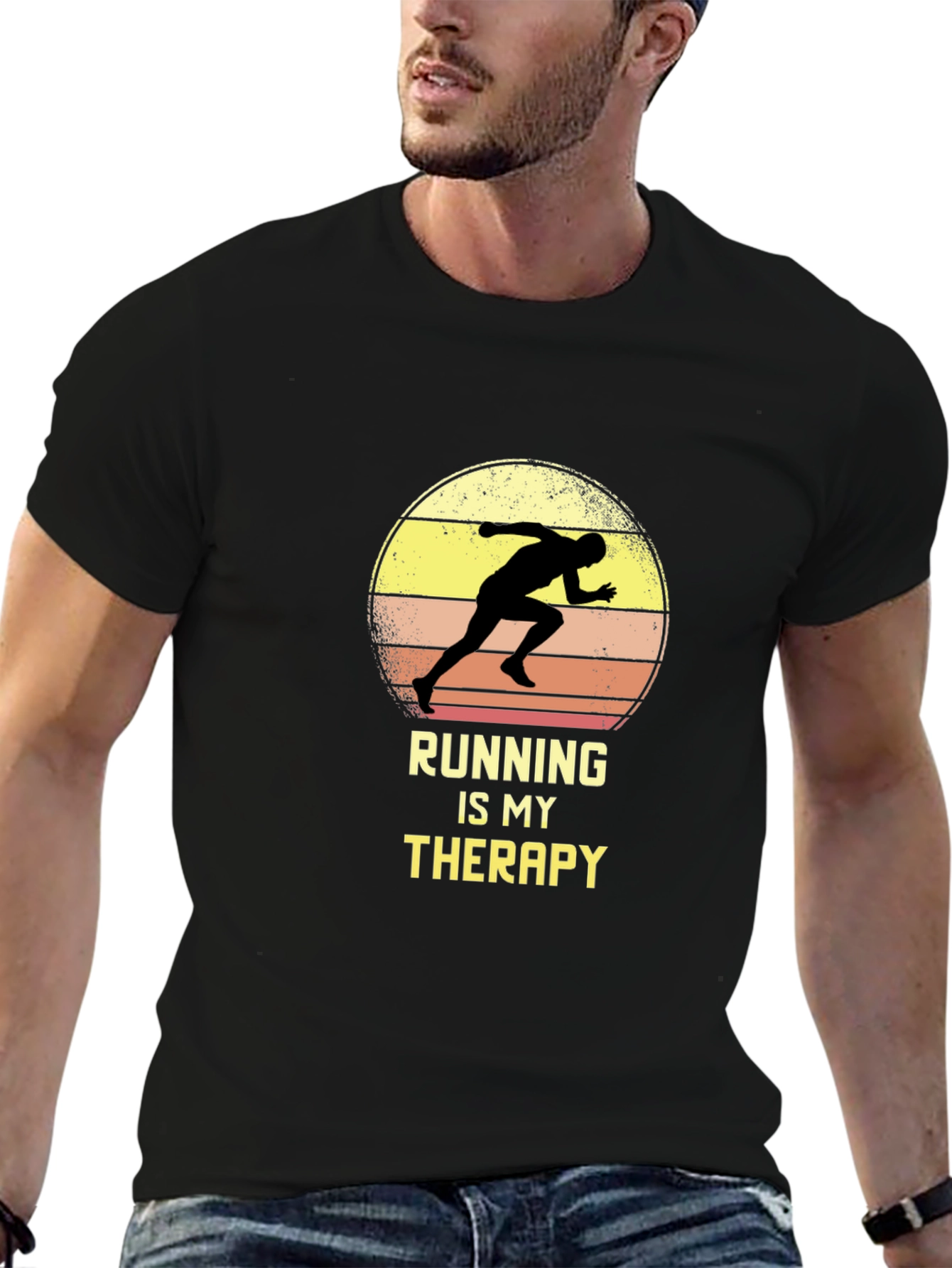 Running Is My Therapy T-Shirt - Black