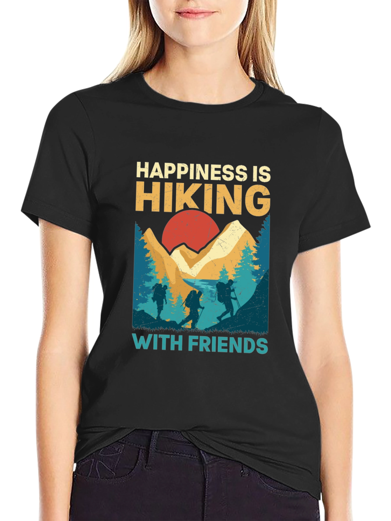 Happiness is Hiking with Friends Graphic Tee