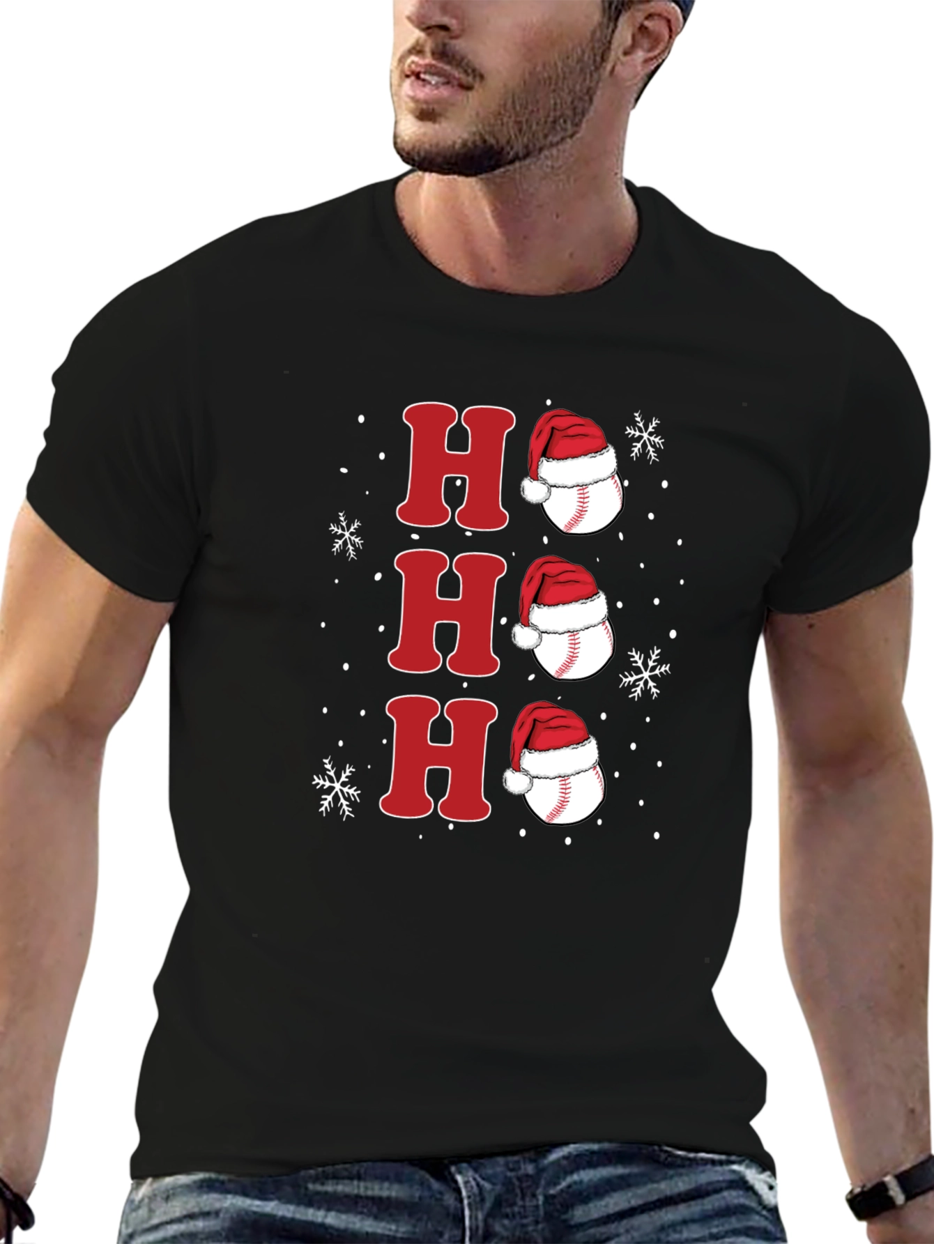 Festive Baseball Santa Hat Tee