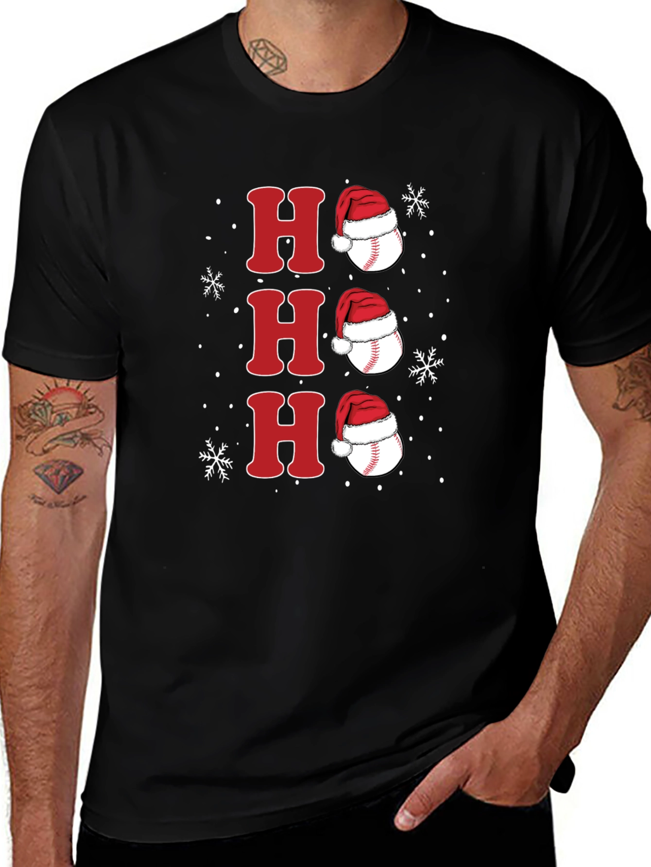 Festive Baseball Santa Hat Tee