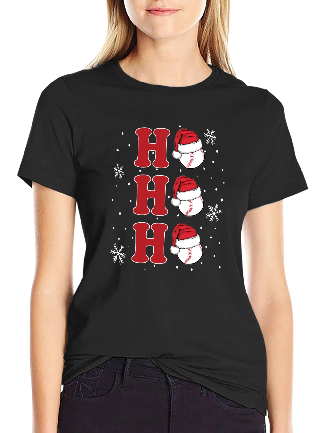 Festive Baseball Santa Hat Tee