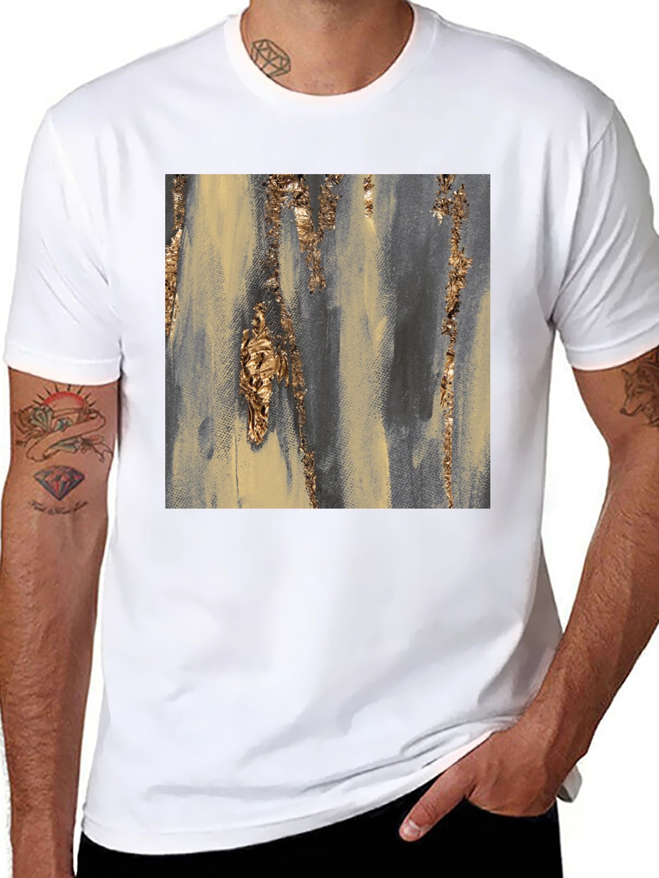 Abstract Gold Accent Black Tee