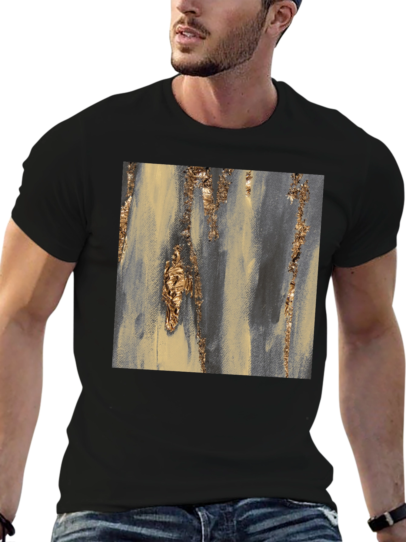 Abstract Gold Accent Black Tee