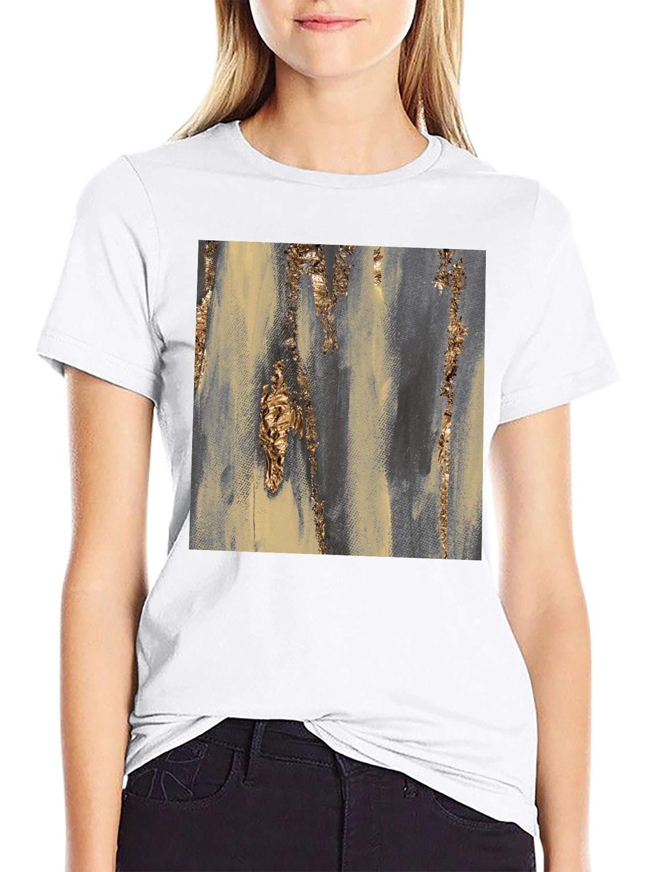 Abstract Gold Accent Black Tee