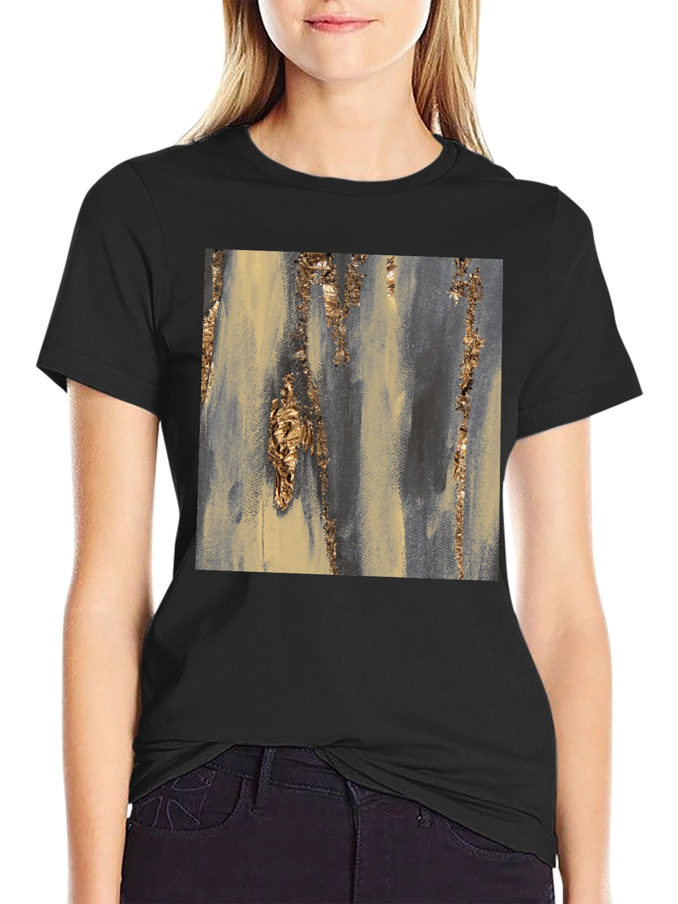 Abstract Gold Accent Black Tee