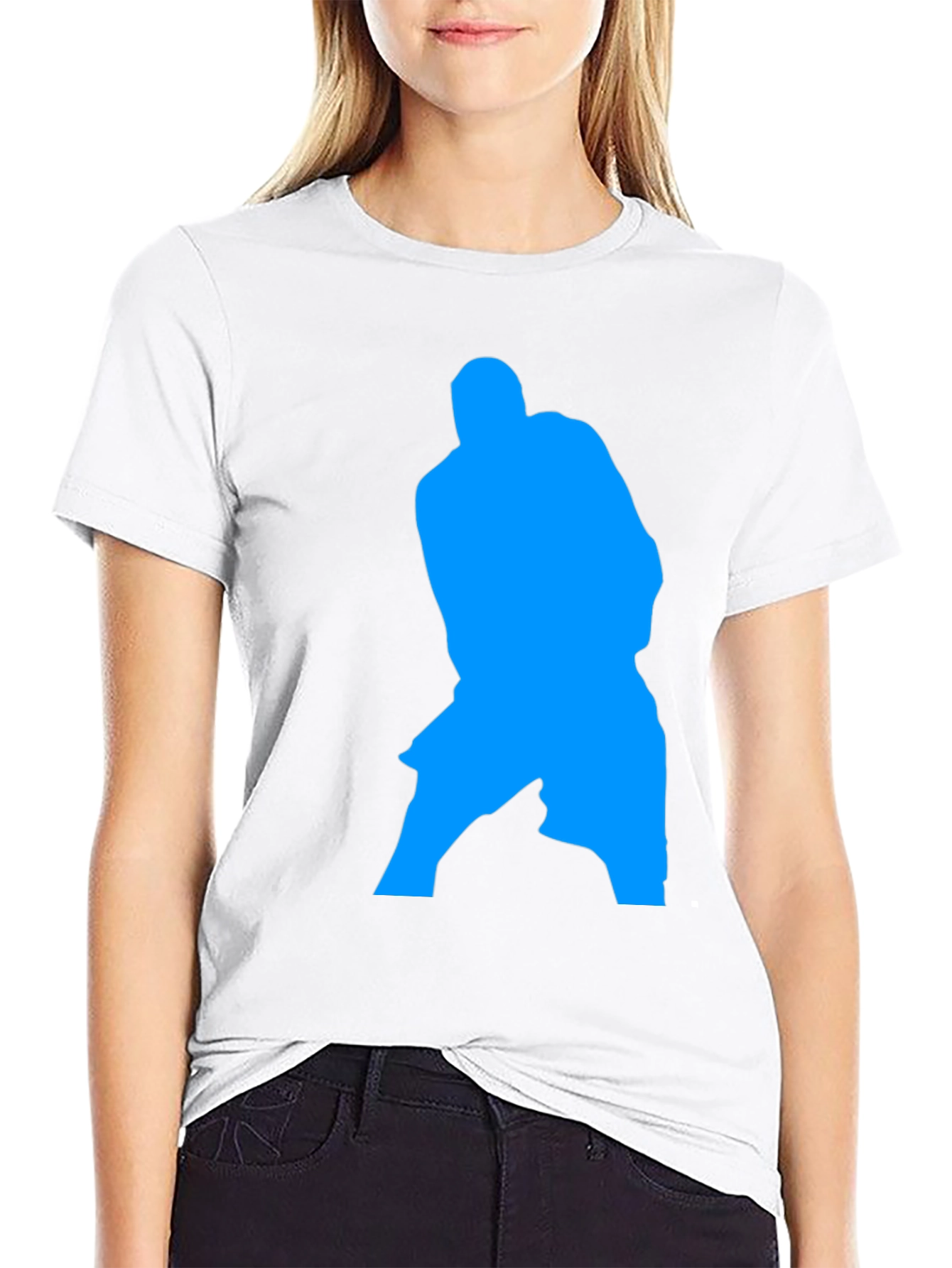 Blue Silhouette Graphic Black T-Shirt