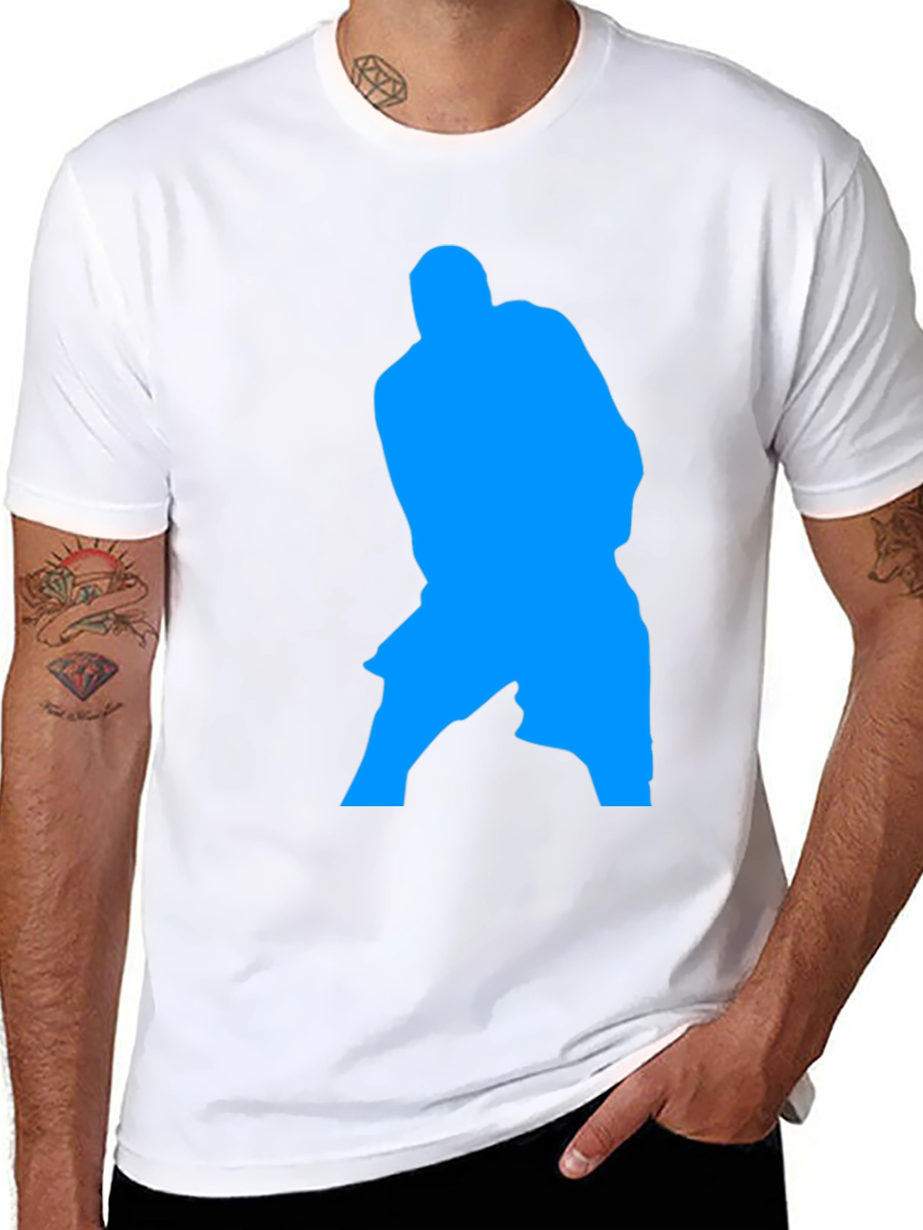 Blue Silhouette Graphic Black T-Shirt