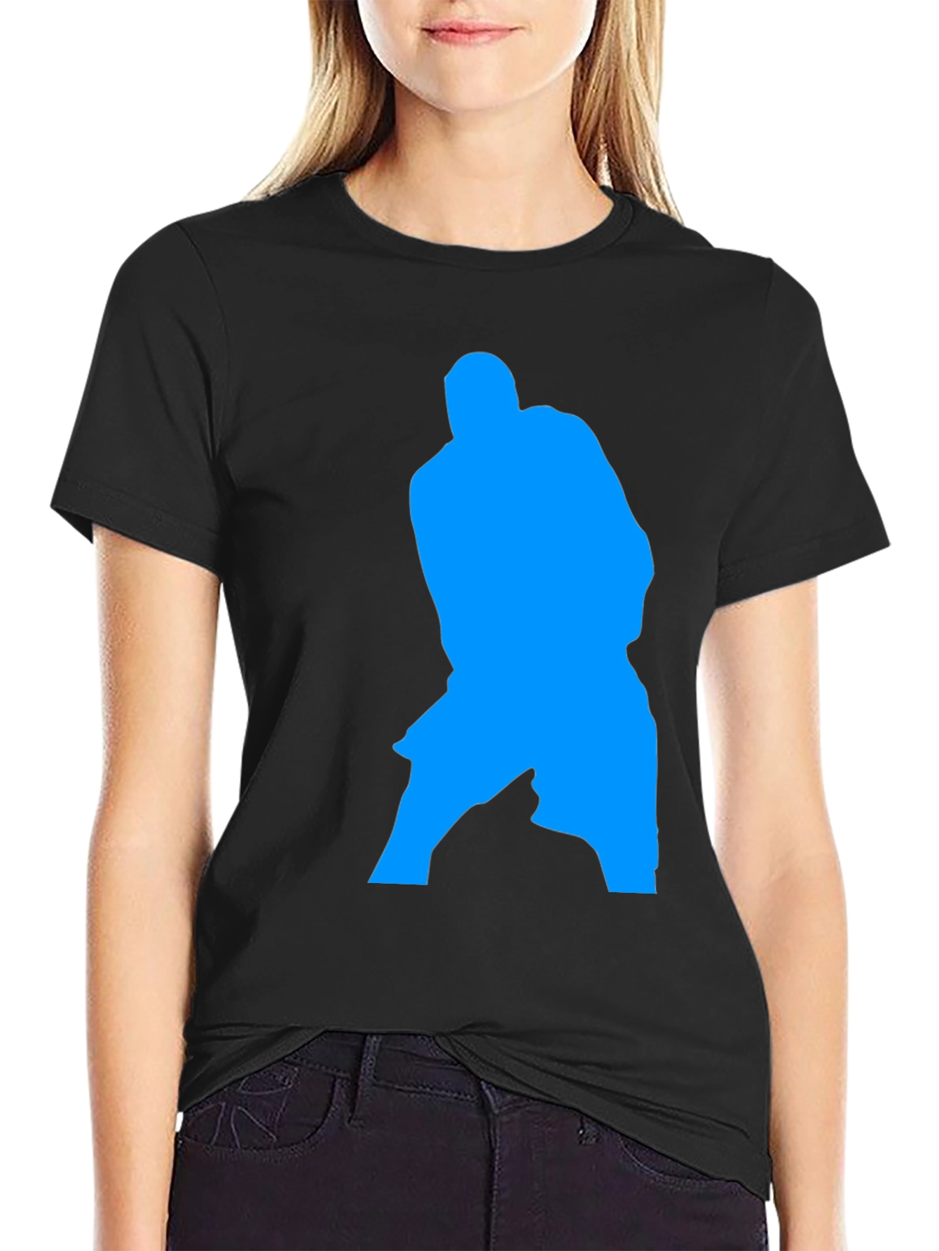 Blue Silhouette Graphic Black T-Shirt