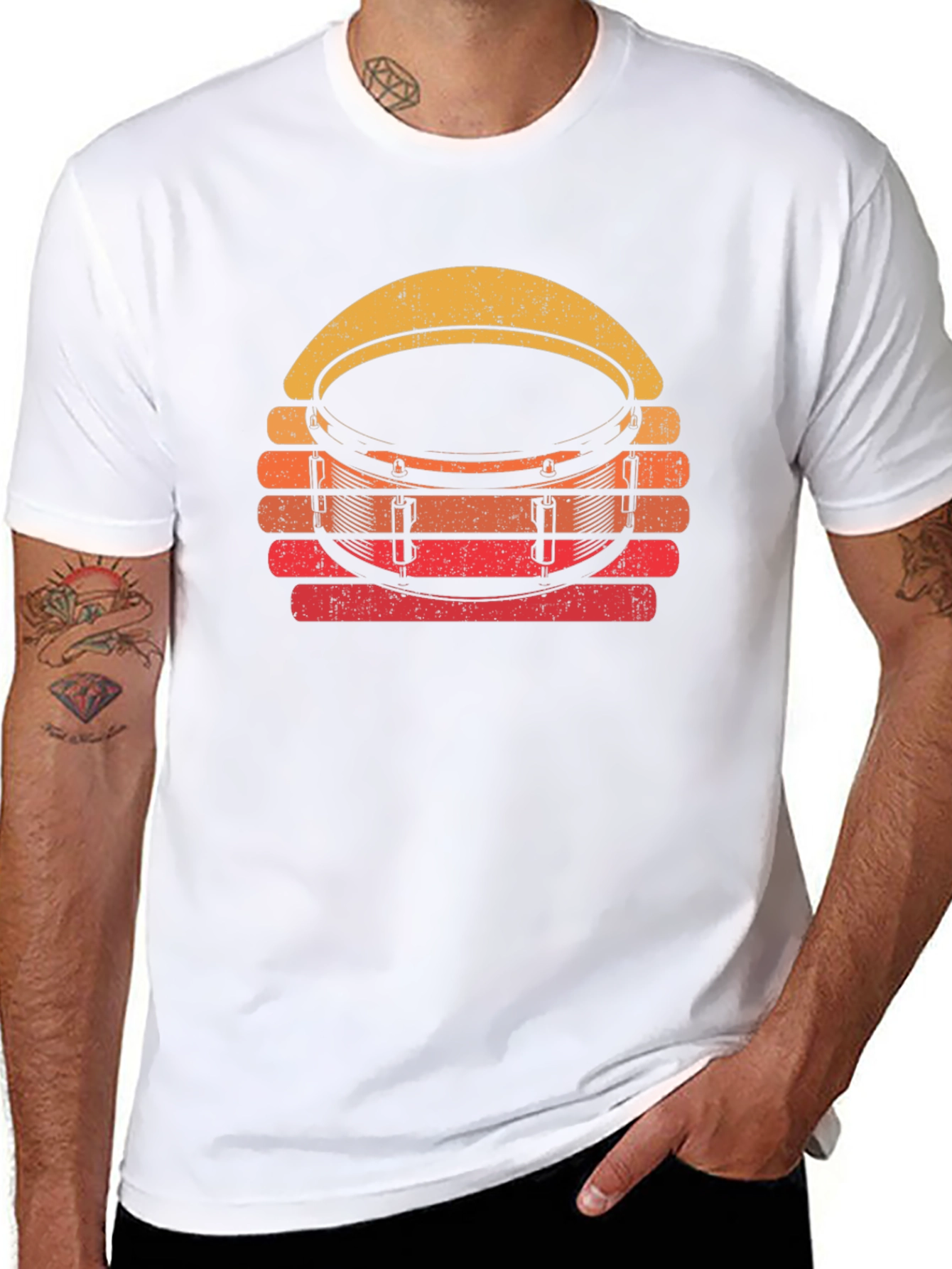 Retro Drum Set Graphic Tee - Black