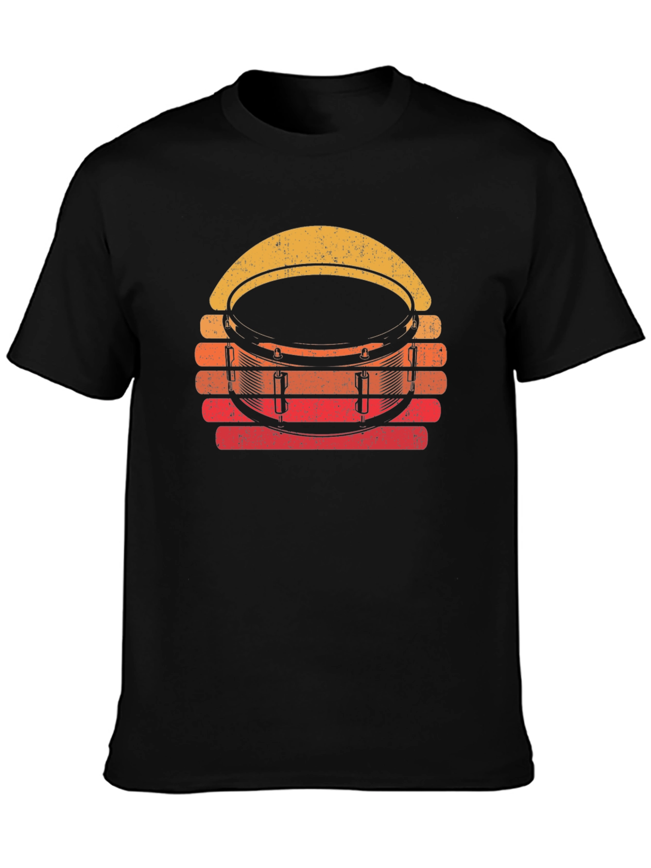 Retro Drum Set Graphic Tee - Black