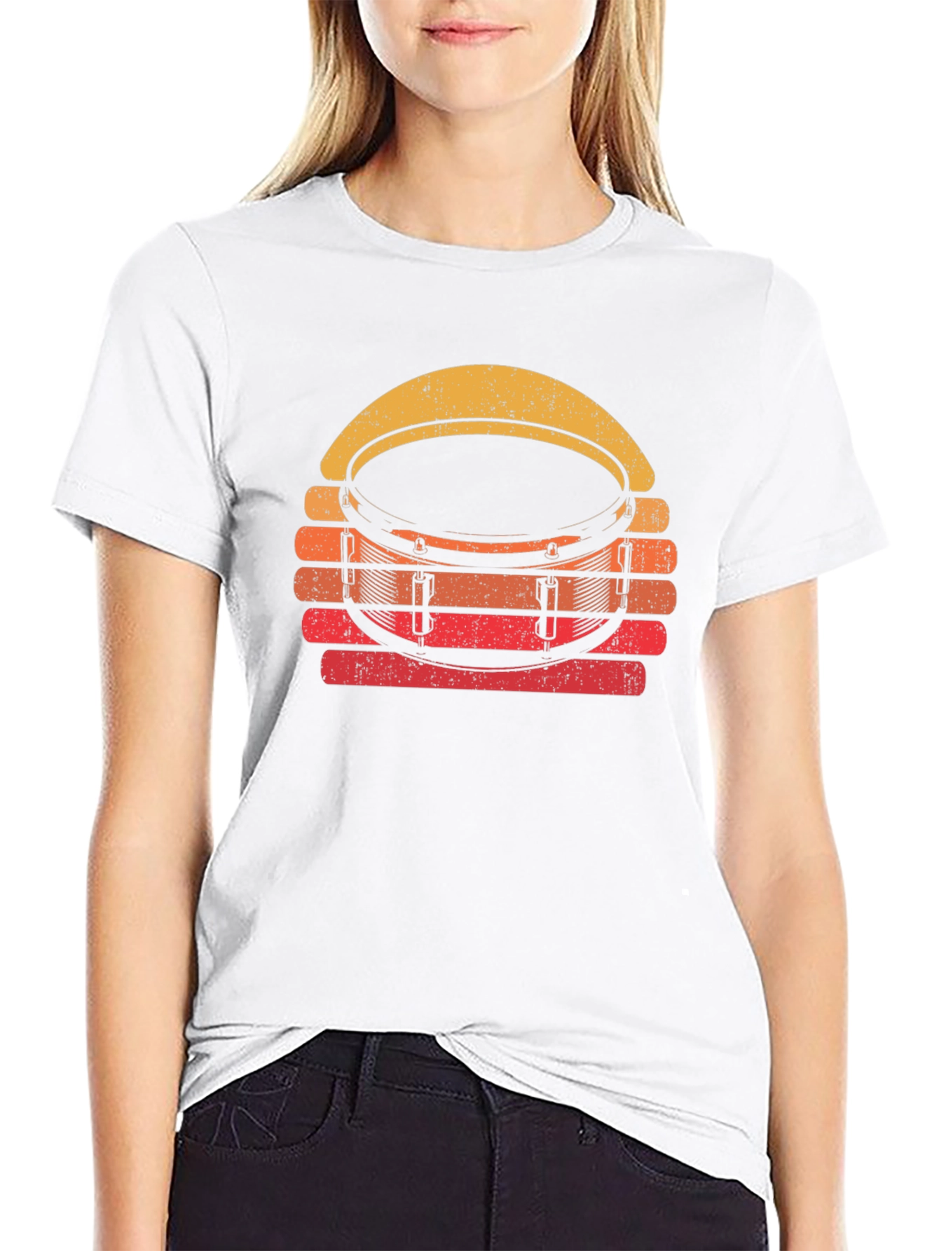 Retro Drum Set Graphic Tee - Black