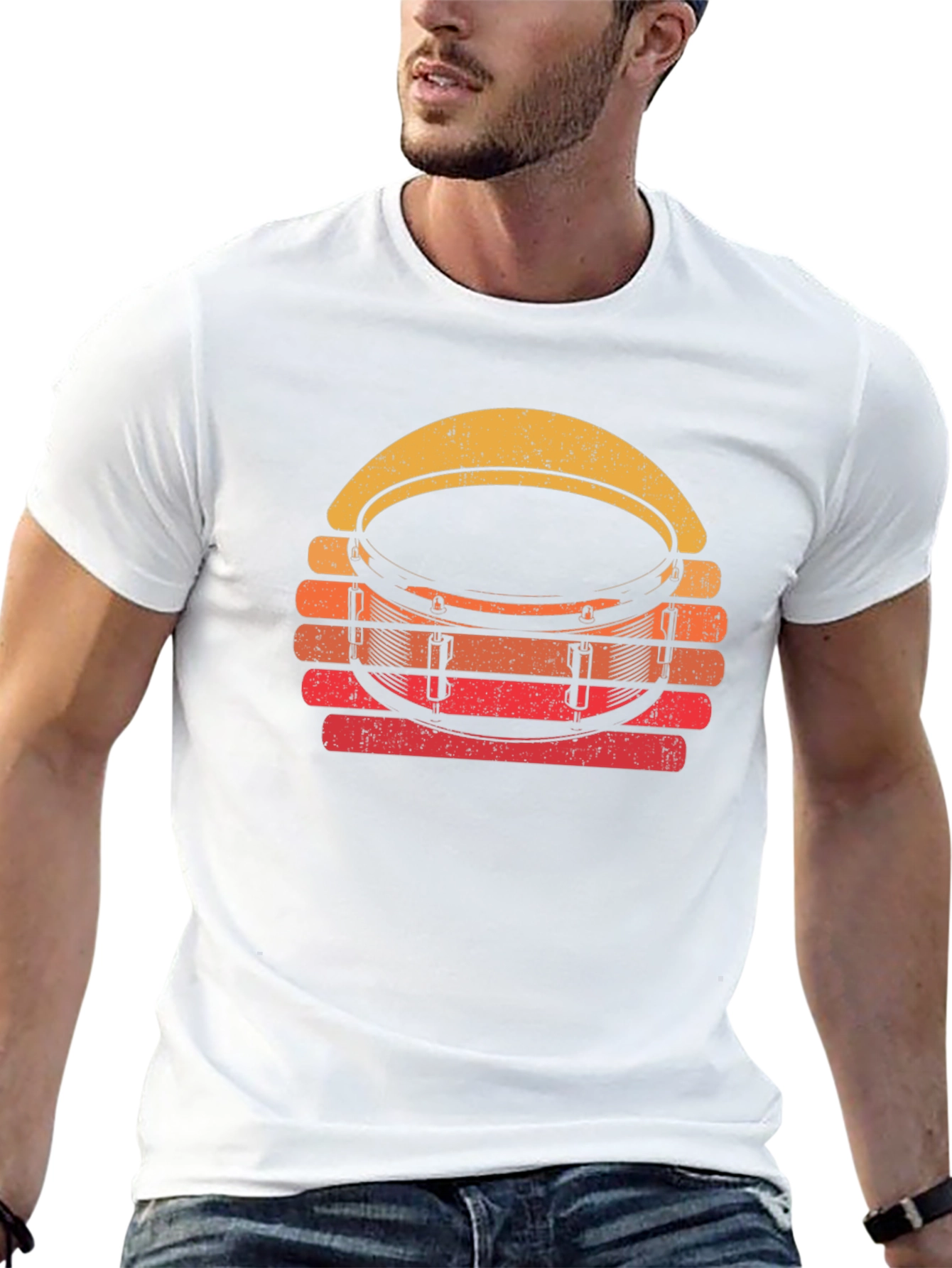 Retro Drum Set Graphic Tee - Black