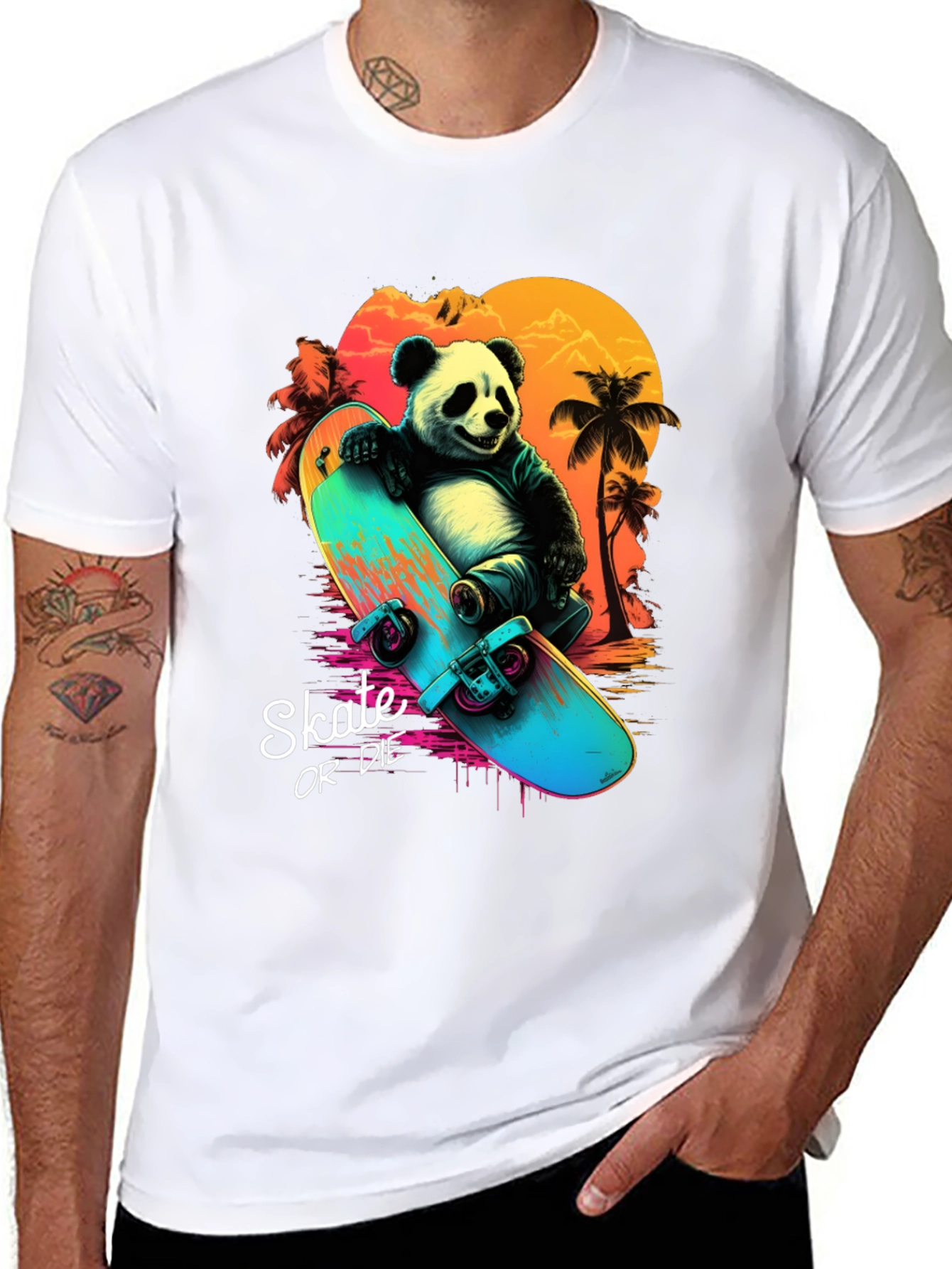 Panda Skate or Die Graphic T-Shirt