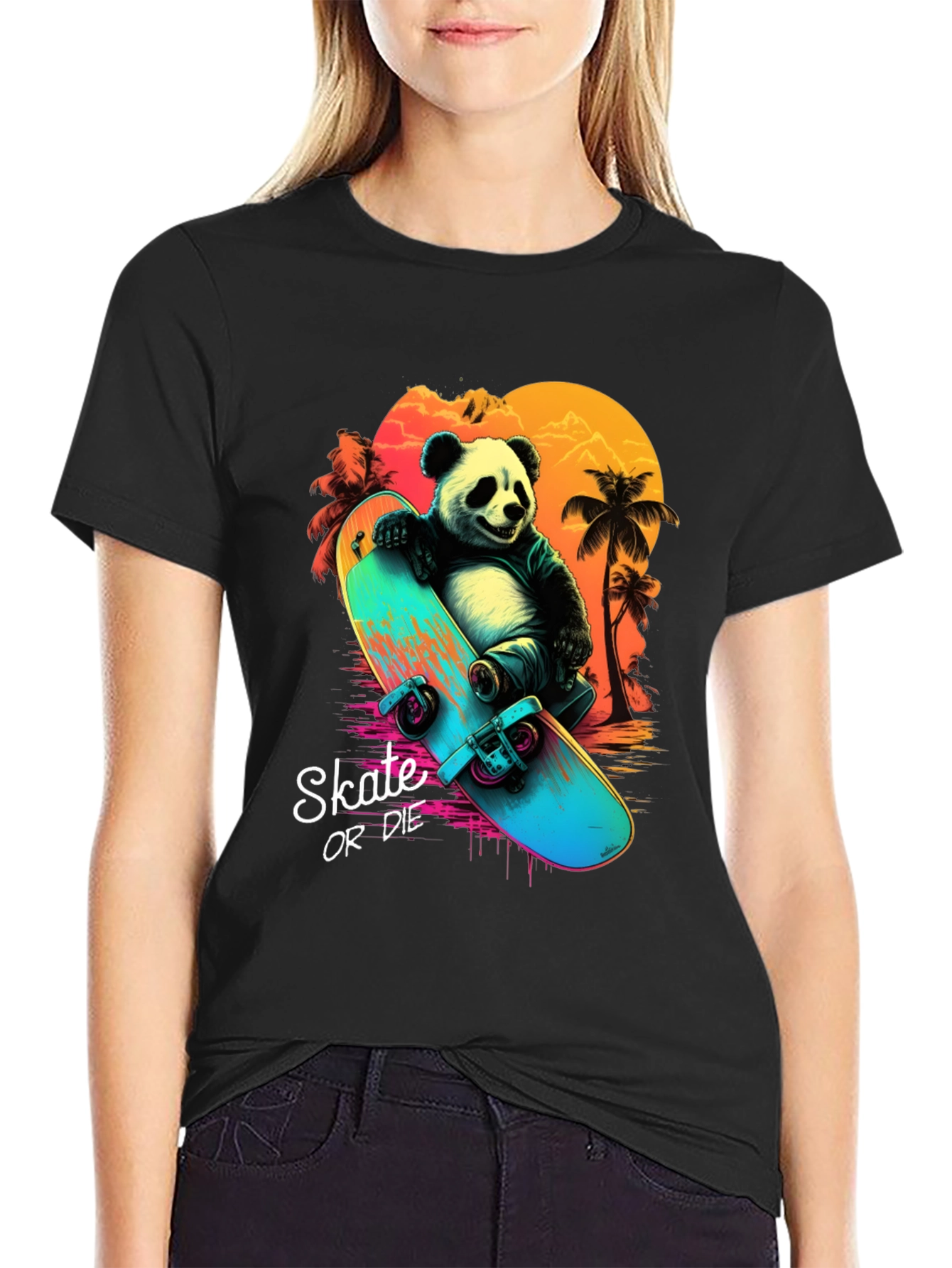 Panda Skate or Die Graphic T-Shirt