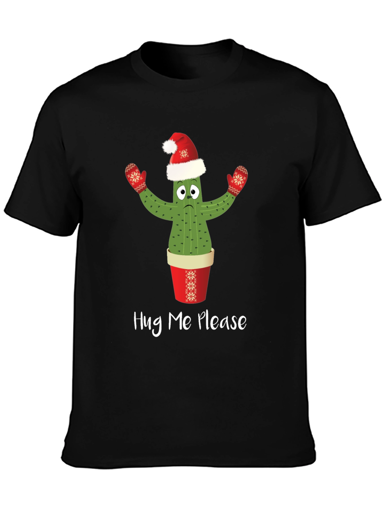 Hug Me Please Cactus Christmas T-Shirt