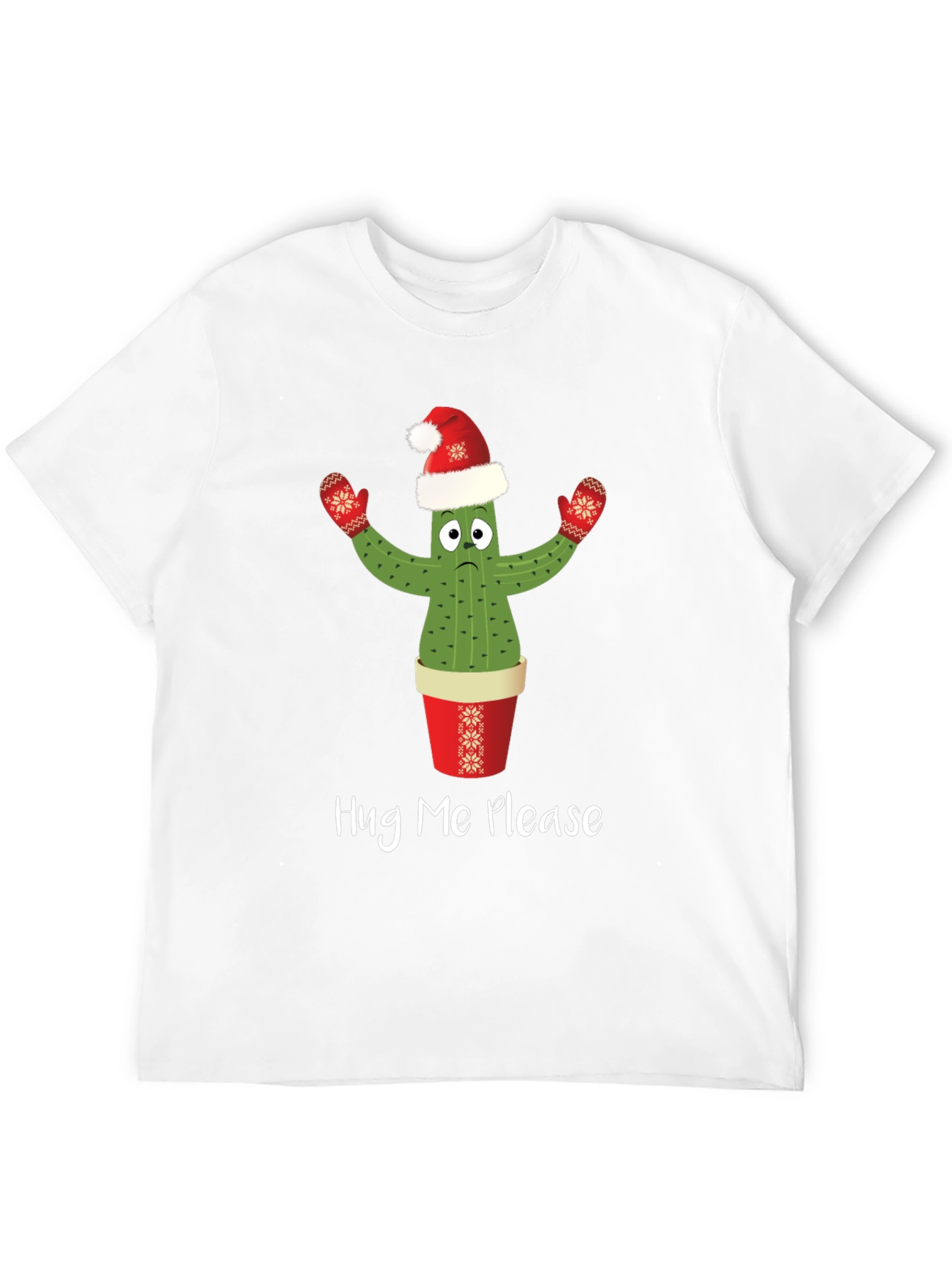 Hug Me Please Cactus Christmas T-Shirt
