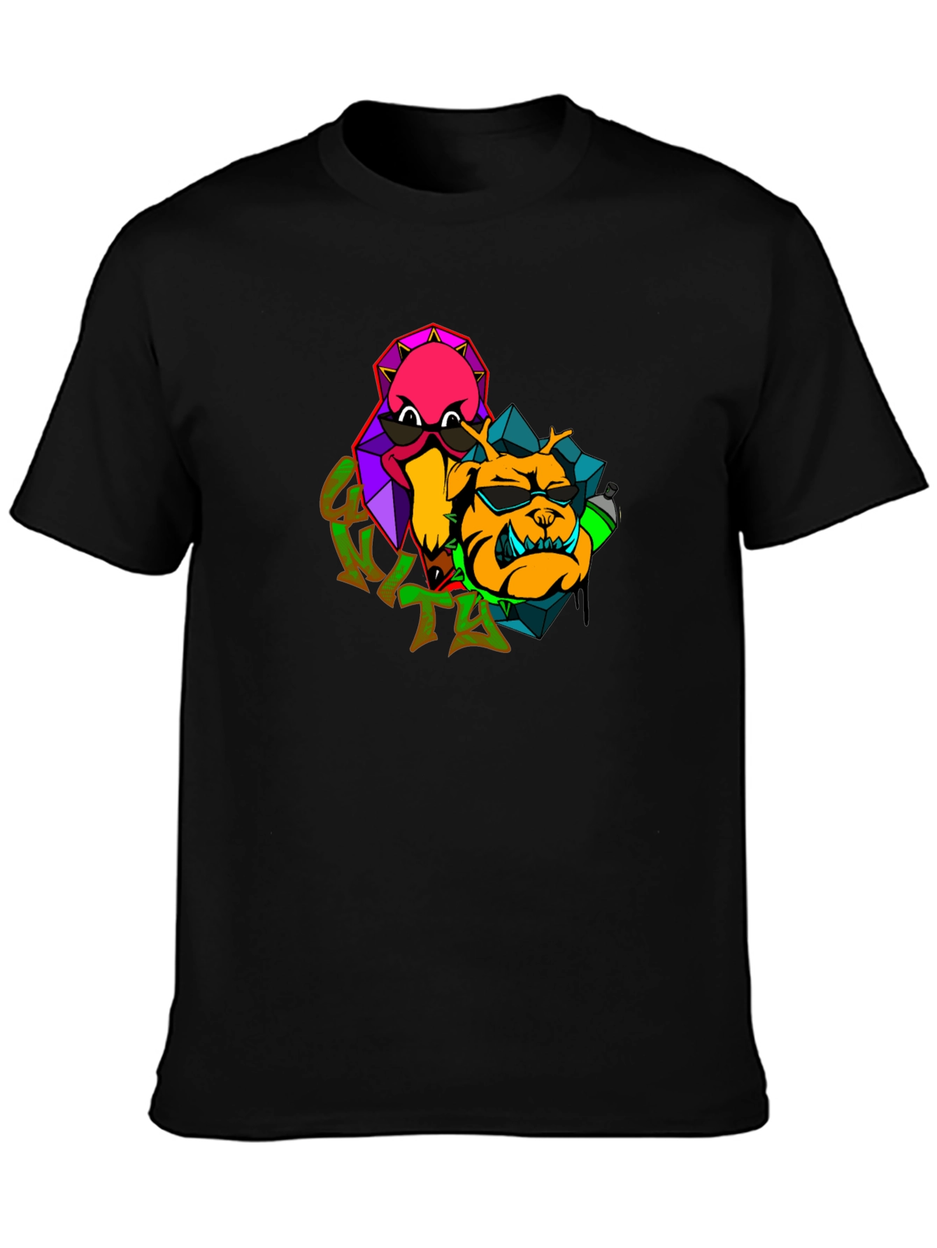 Cool Cartoon Graphic Black T-Shirt