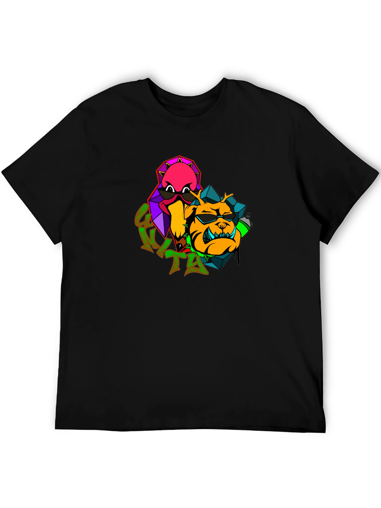 Cool Cartoon Graphic Black T-Shirt