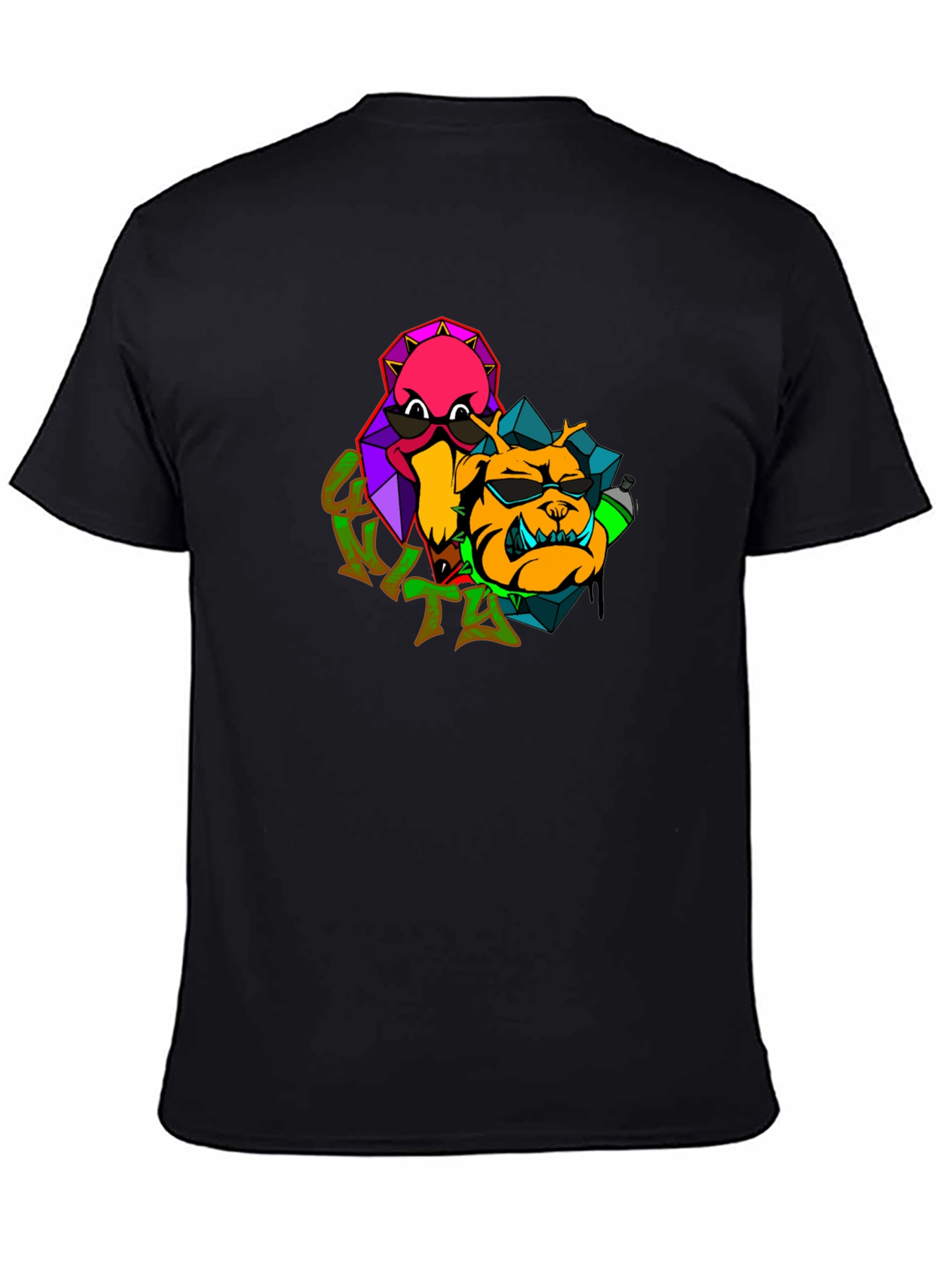 Cool Cartoon Graphic Black T-Shirt