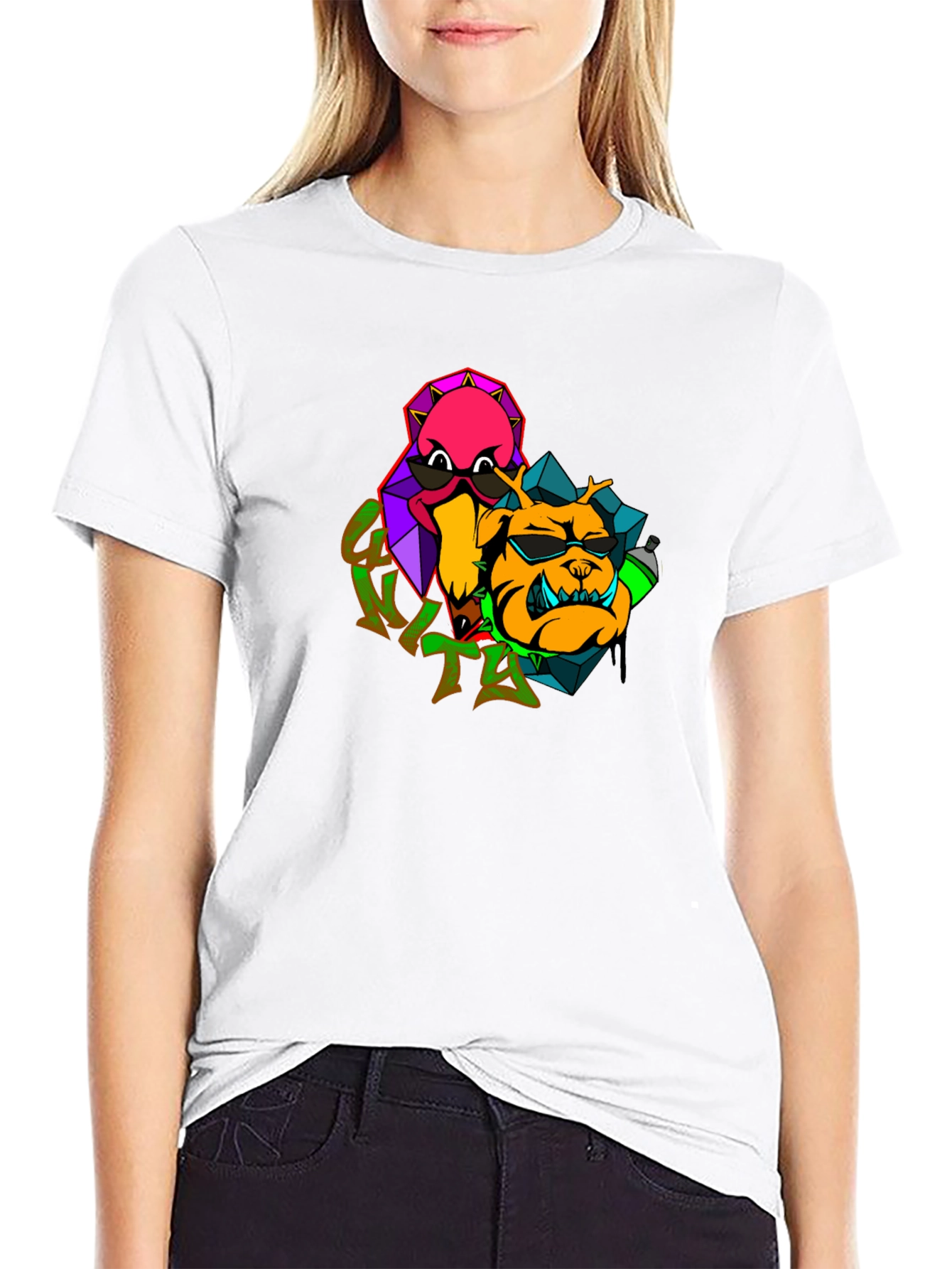 Cool Cartoon Graphic Black T-Shirt