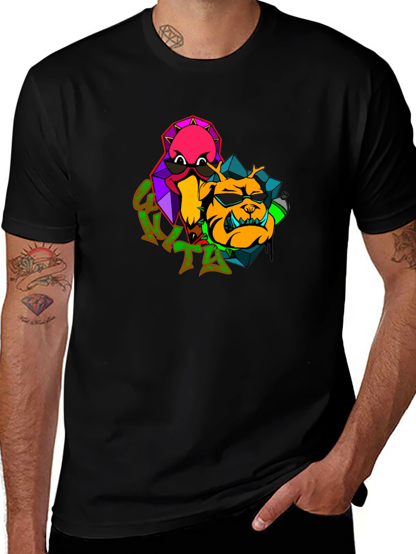 Cool Cartoon Graphic Black T-Shirt